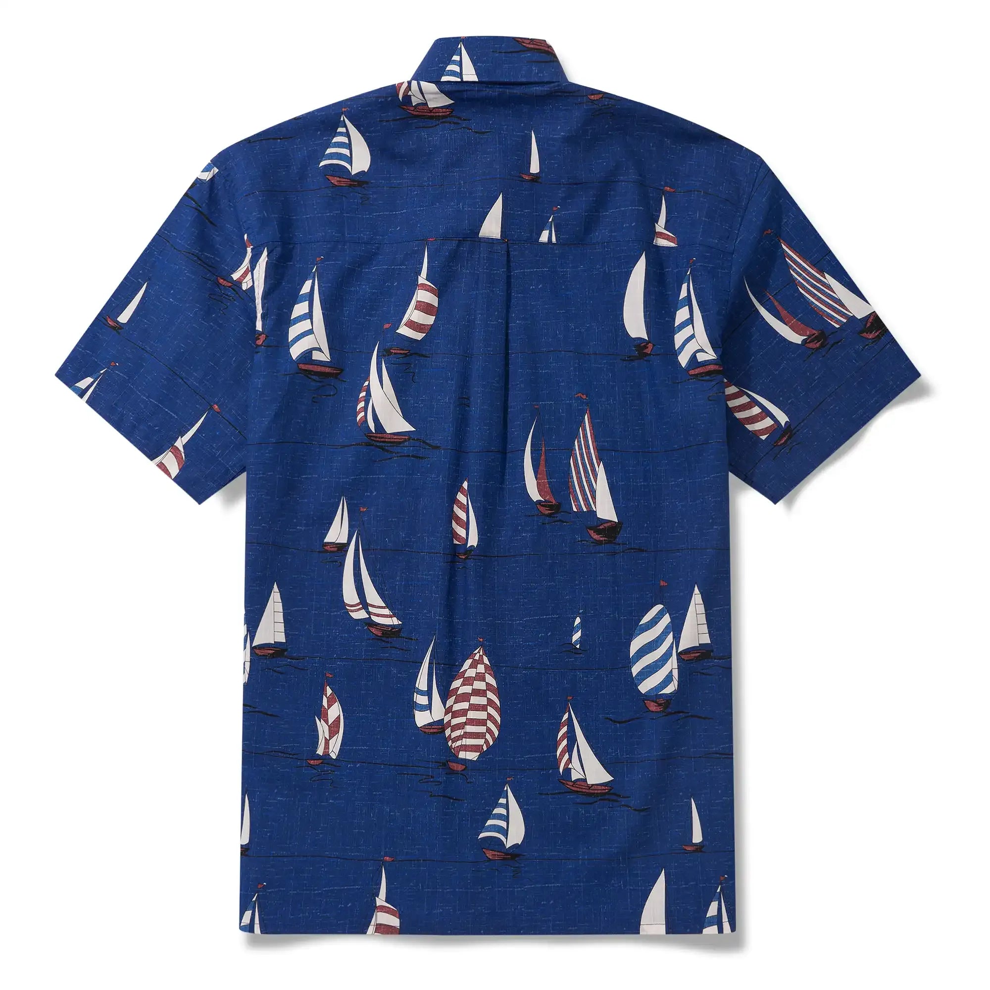 Men's Hawaiian Shirt Short Sleeve Button-down 100% Cotton Blue Aloha Sail into the Horizon By Huan huan