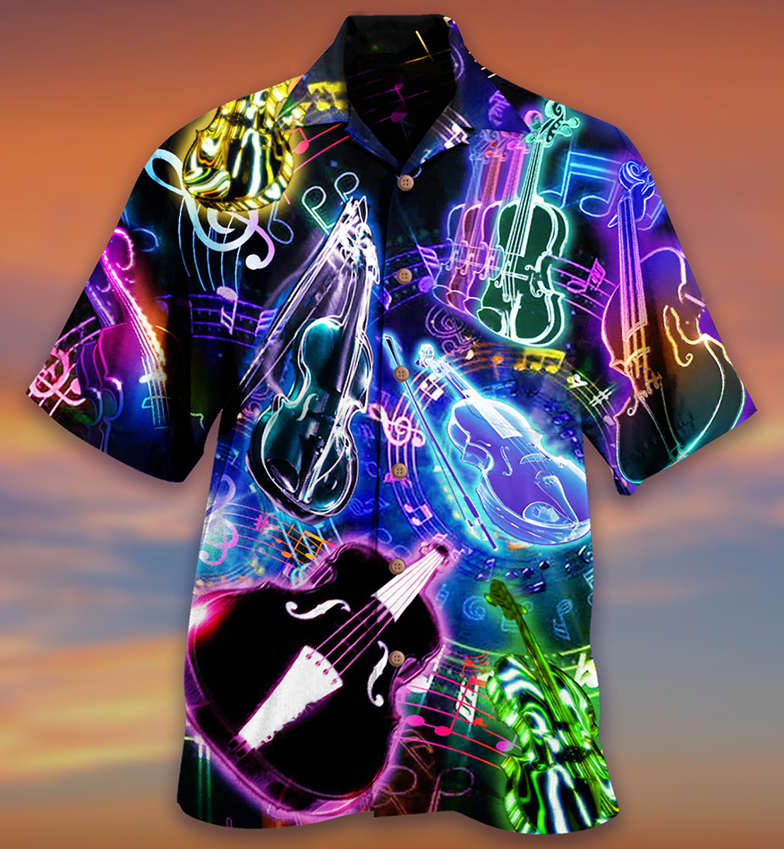 Violin Music Neon Style - Hawaiian Shirt