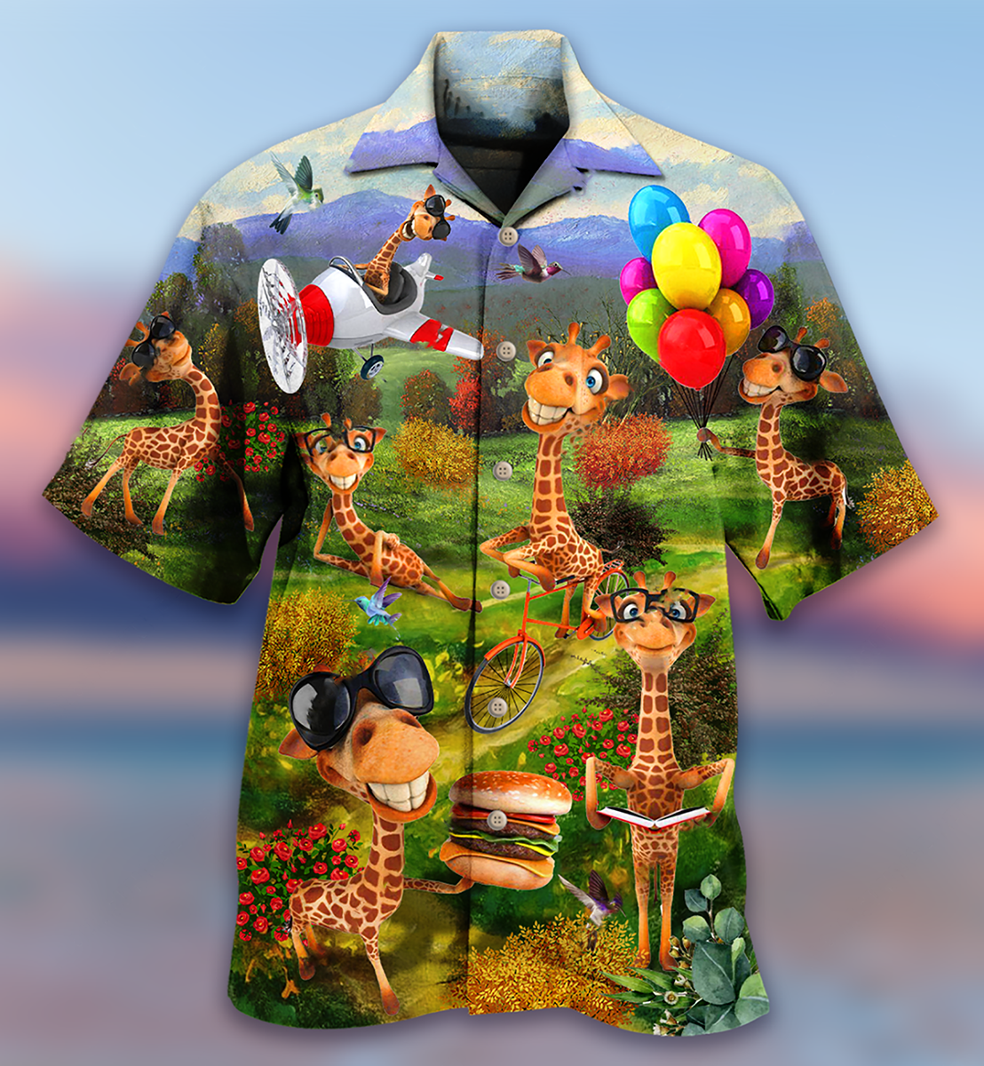 Giraffe Smile Happy - Hawaiian Shirt