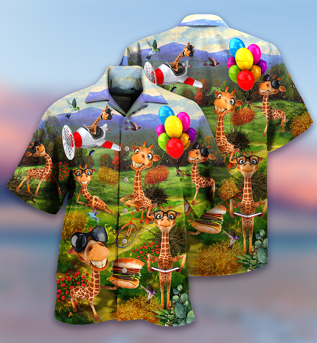 Giraffe Smile Happy - Hawaiian Shirt