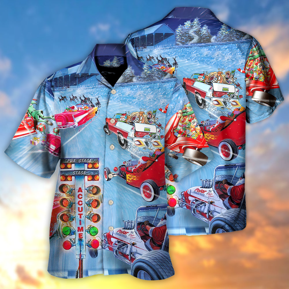 Christmas Santa Claus Start Drag Racing Light - Hawaiian Shirt