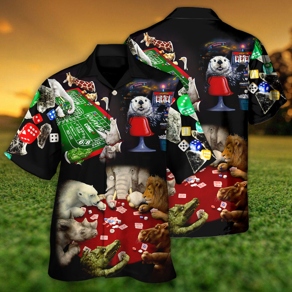 Casino Animals Gathered Around A Craps Table - Hawaiian Shirt
