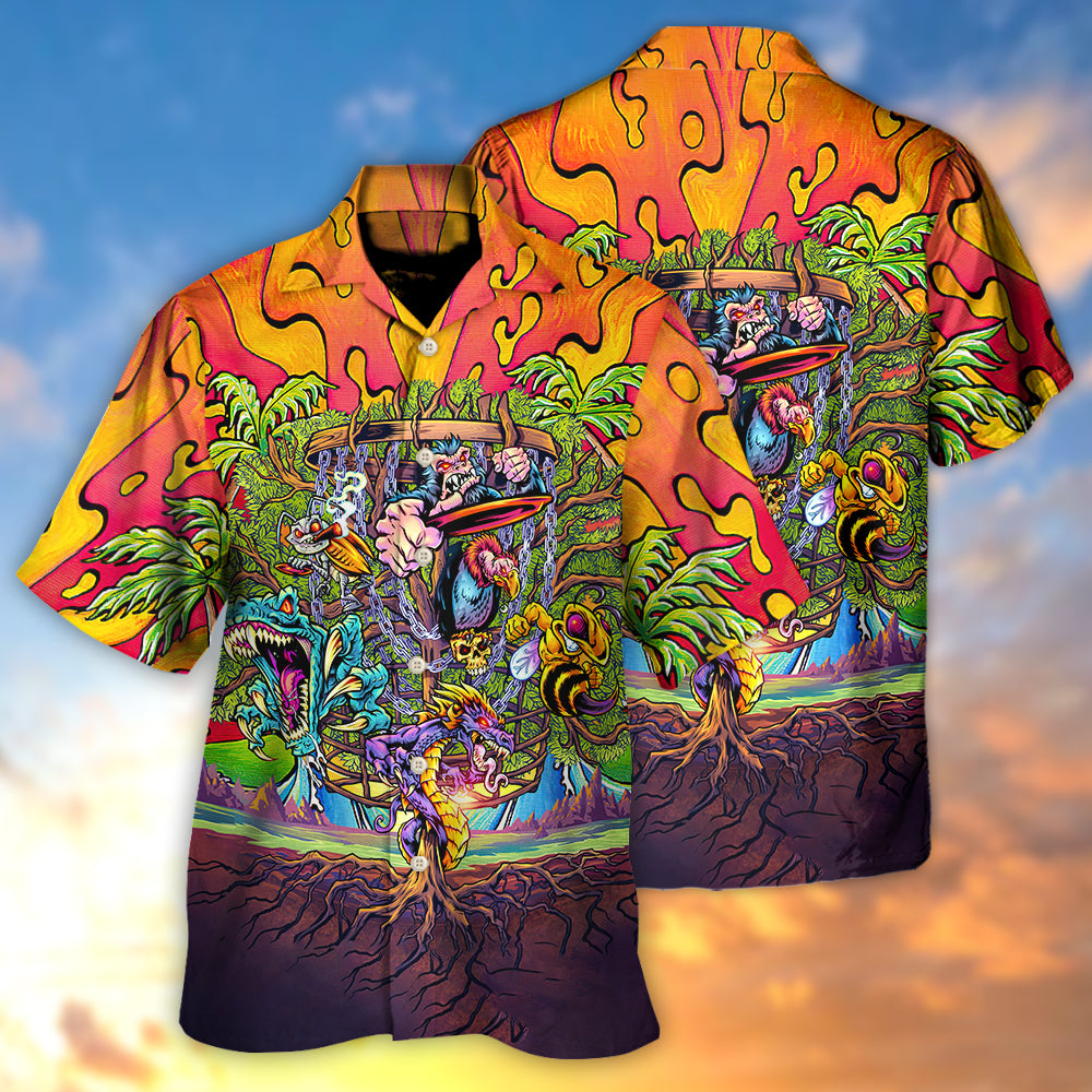 Disc Golf Ball Games Tree Tropical Island Paradise - Hawaiian Shirt