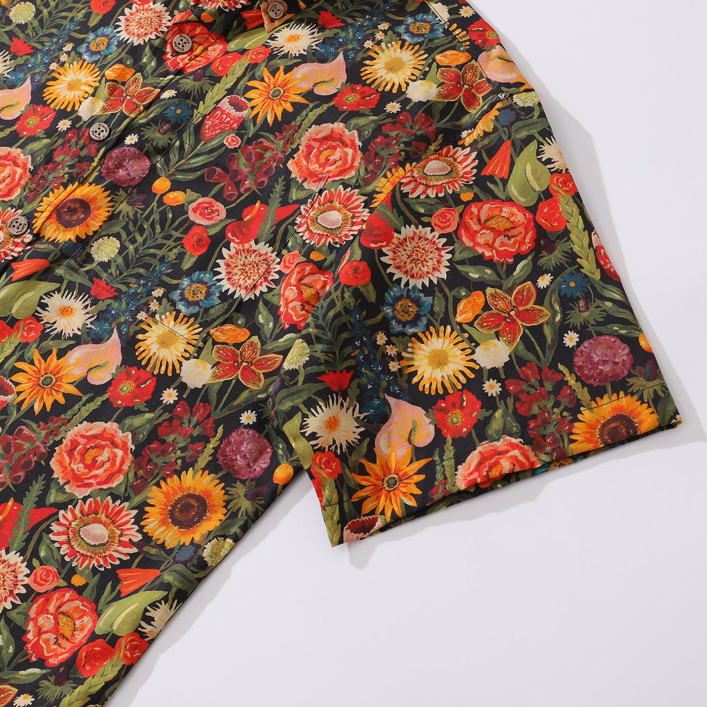 1930s Vintage Hawaiian Shirt For Men Flowers Shirt Button-down Short Sleeve 100% Cotton Shirt By Sherry