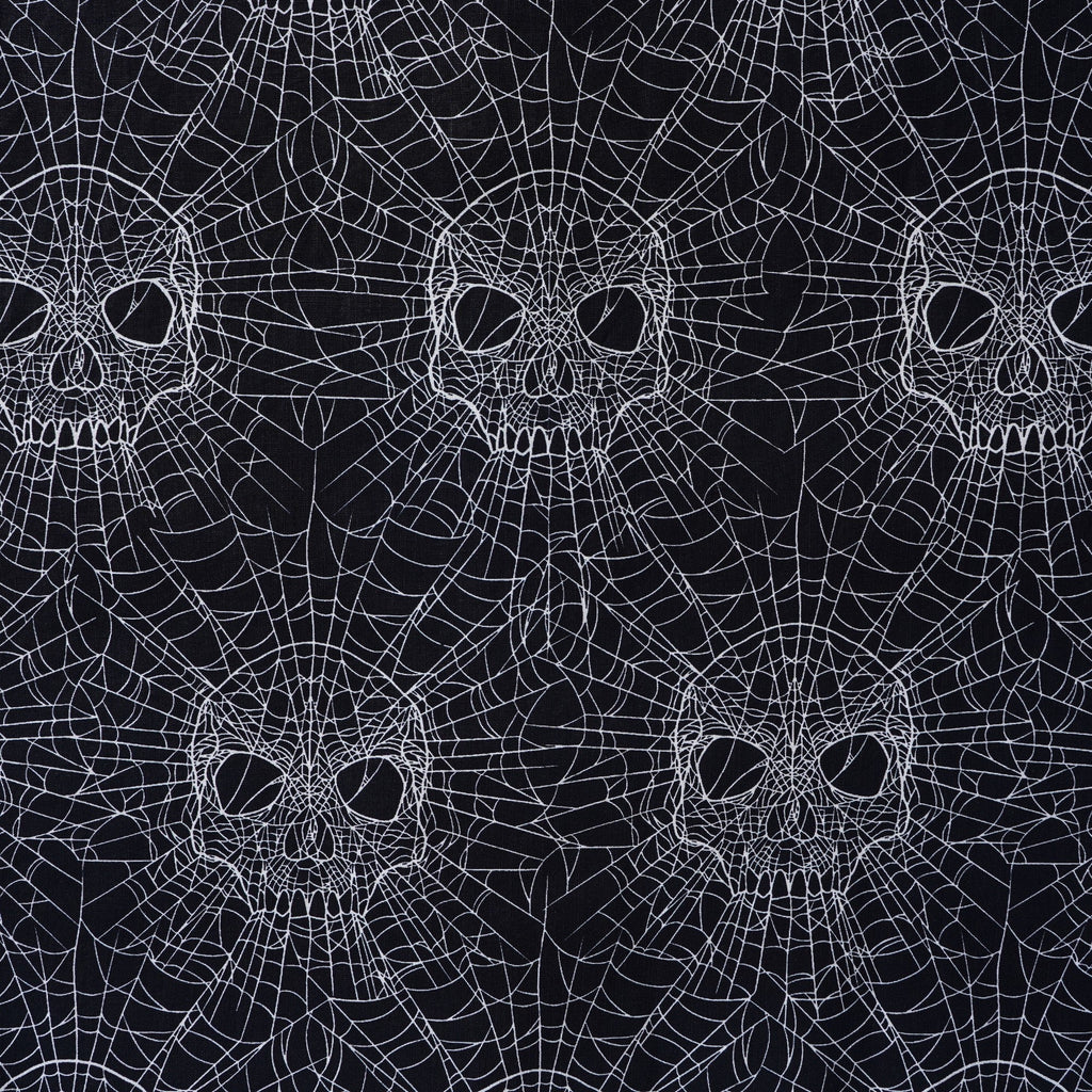 Men's Hawaiian Shirt Short Sleeve Button-down 100% Cotton Black Aloha Gothic Skull Spider Web By Mystic Hearts By Alejandra Valenzuela