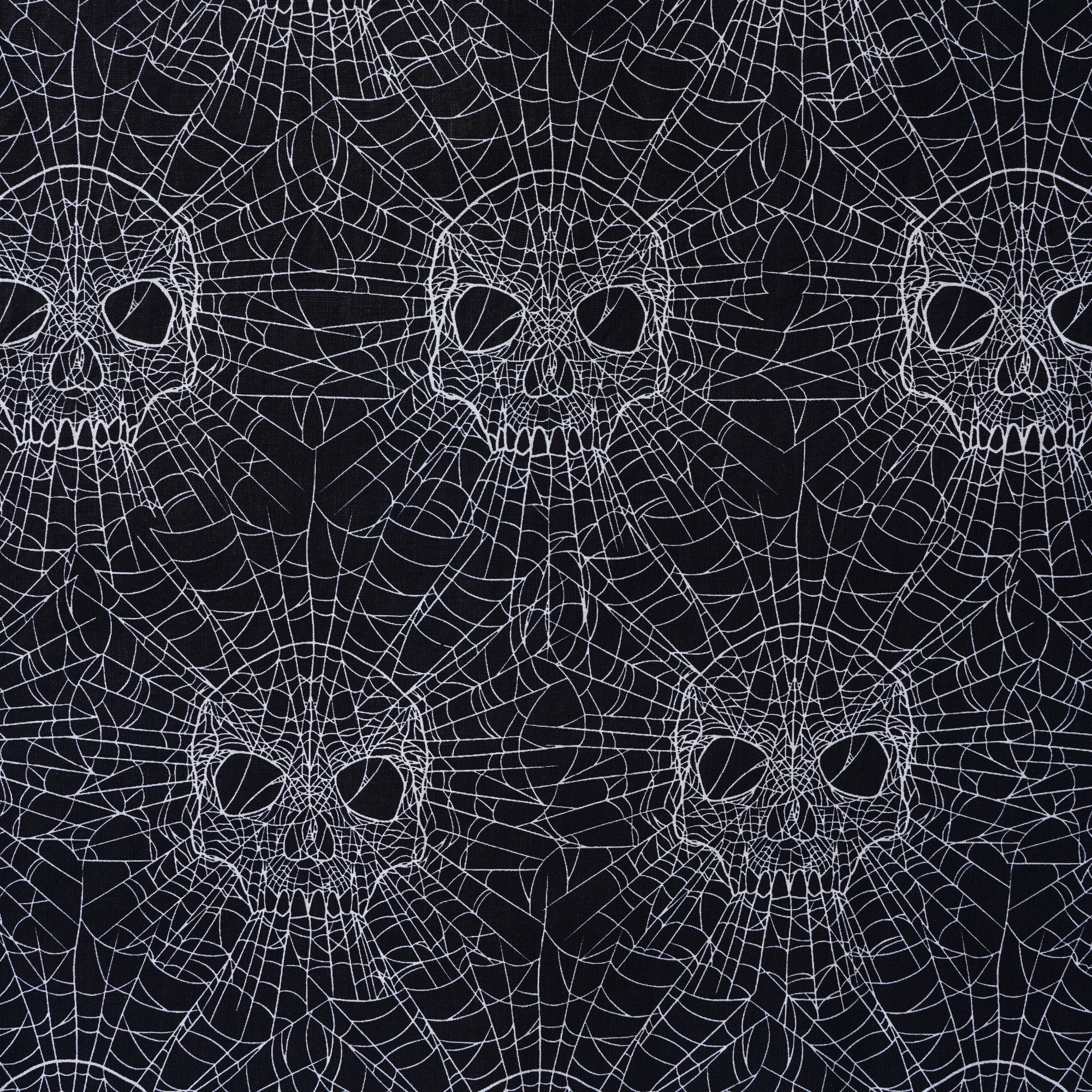 Men's Hawaiian Shirt Short Sleeve Button-down 100% Cotton Black Aloha Gothic Skull Spider Web By Mystic Hearts By Alejandra Valenzuela
