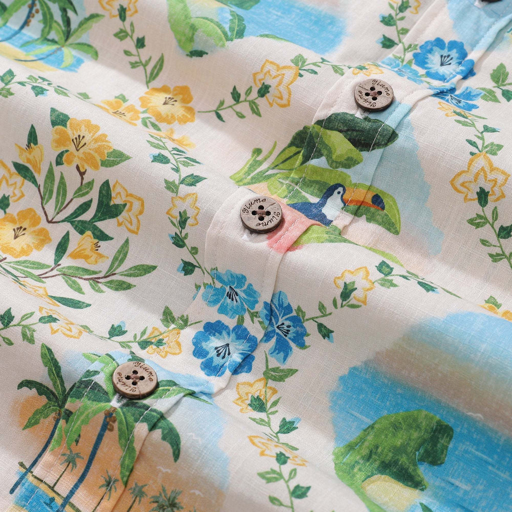 Hawaiian Shirt For Men Hawaiian Scenery Button-down Shirt Short Sleeve 100% Cotton Shirt By Sherry