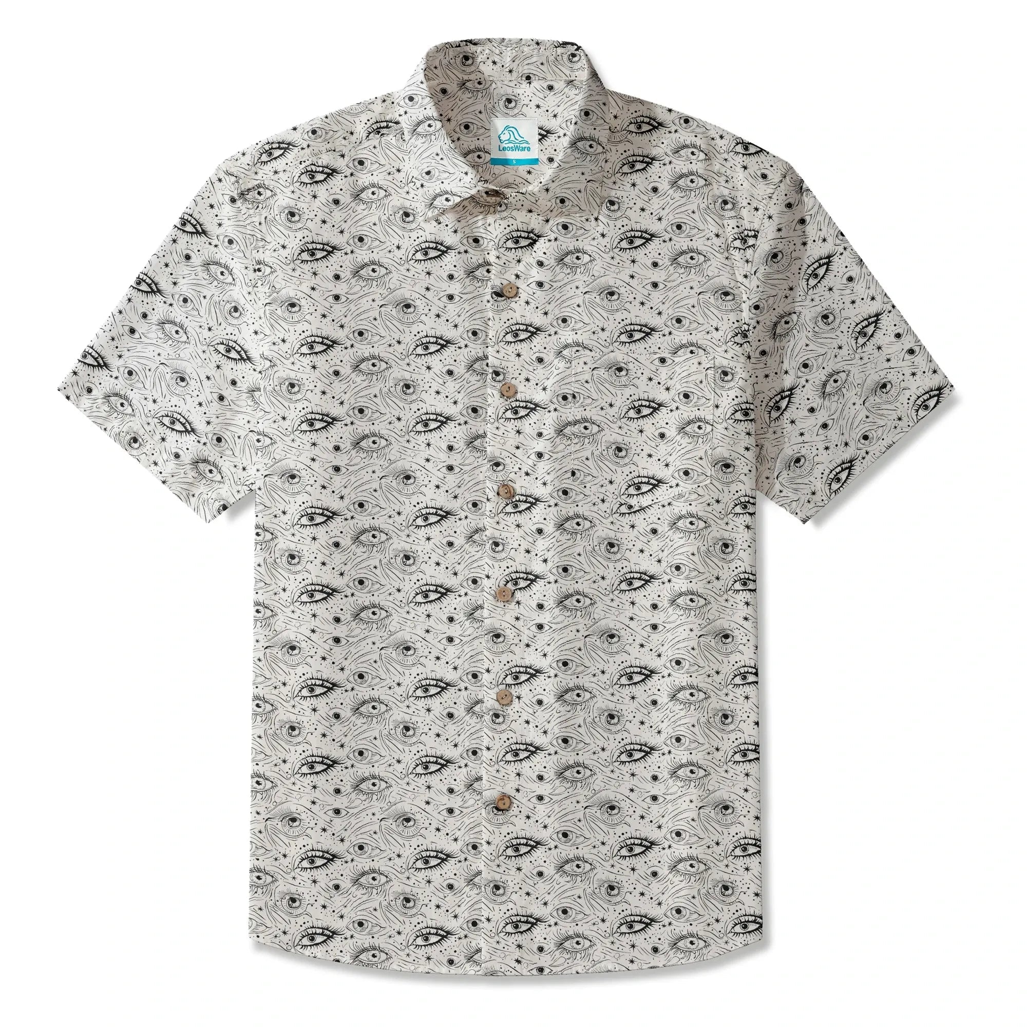 LeosWare® Chemise hawaïenne à manches courtes pour hommes 100 % coton blanche Aloha Starry Gaze Whispers par Ann