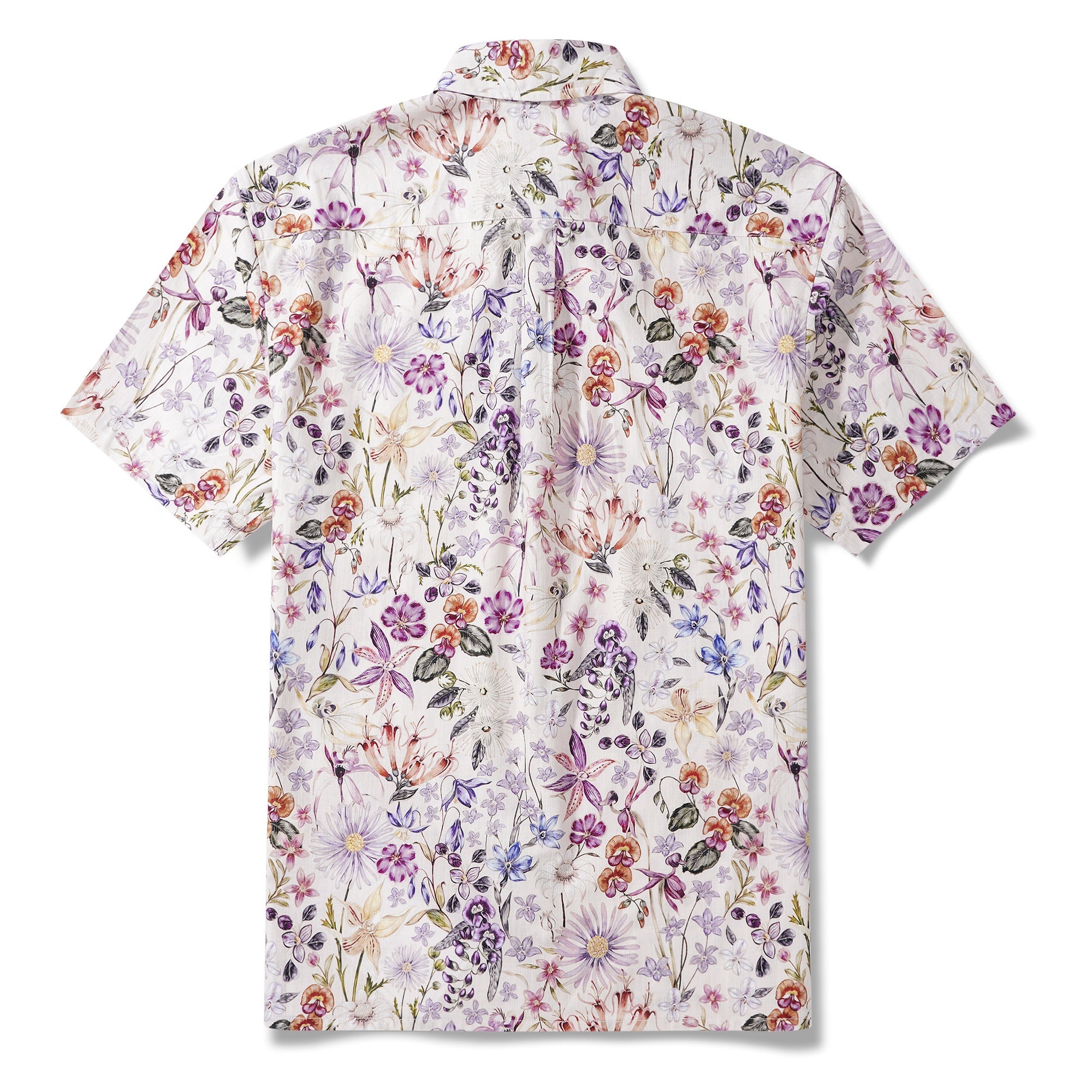 Men's Dress Shirt For Wedding Button-down Hawaiian Shirt 100% Cotton Elegant Shirt Wrinkle Free Aloha Flowers Of Romance by Eloise