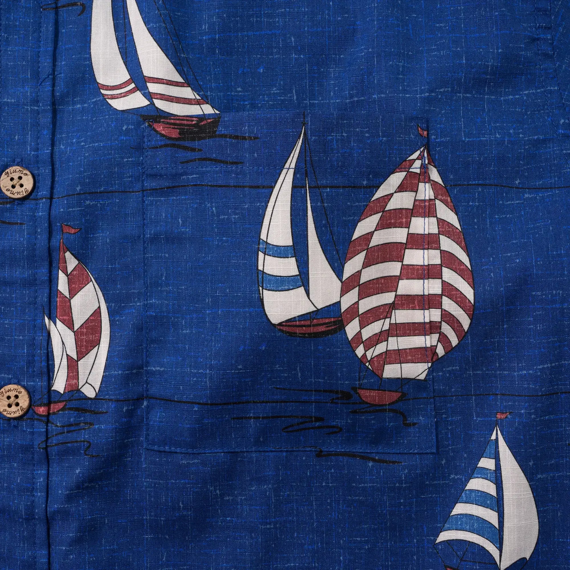 Men's Hawaiian Shirt Short Sleeve Button-down 100% Cotton Blue Aloha Sail into the Horizon By Huan huan