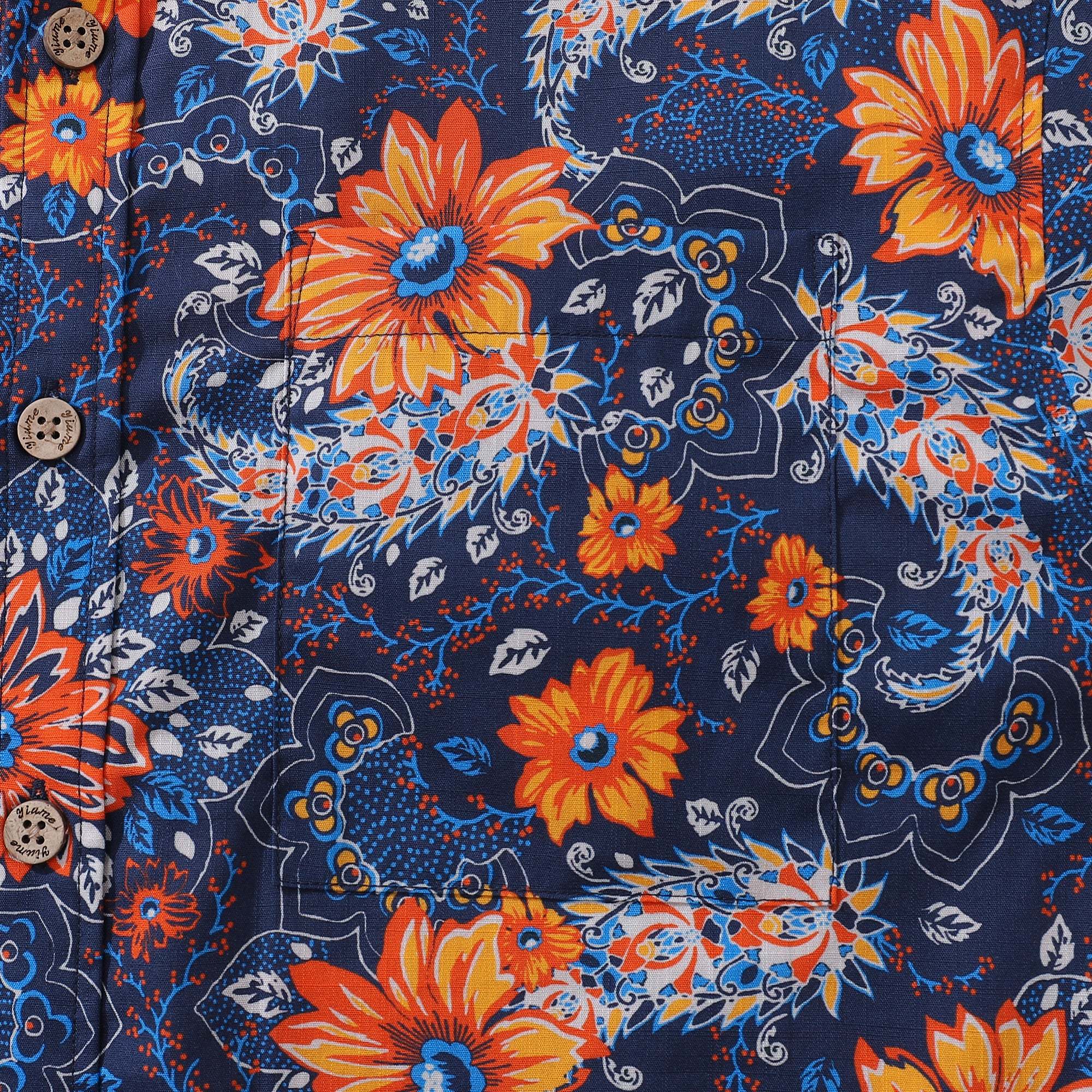 Hawaiian Shirt For Men Sunset Garden Button-down Shirt Short Sleeve 100% Cotton Shirt By Seven