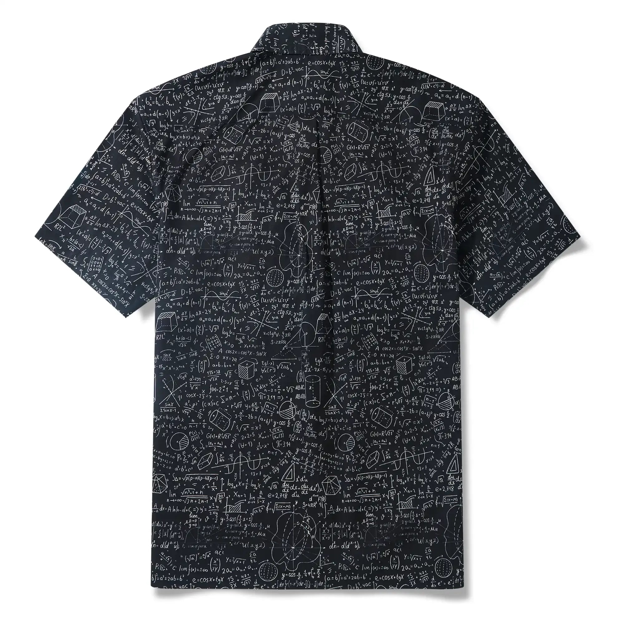 Geek Chic Men's Hawaiian Shirt Short Sleeve Button-down 100% Cotton Black Aloha The Problem Solver Math Formula Physics Equation Science Chalkboard By Yana