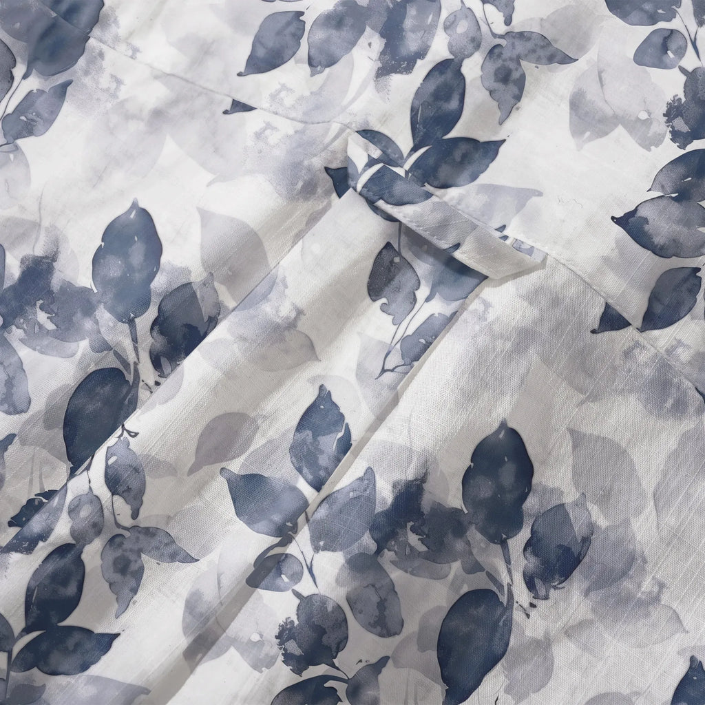 LeosWare® Men's Hawaiian Shirt Short Sleeve Button-up 100% Cotton Purple Aloha Ink Leaves And Sparse Shadows By Ann