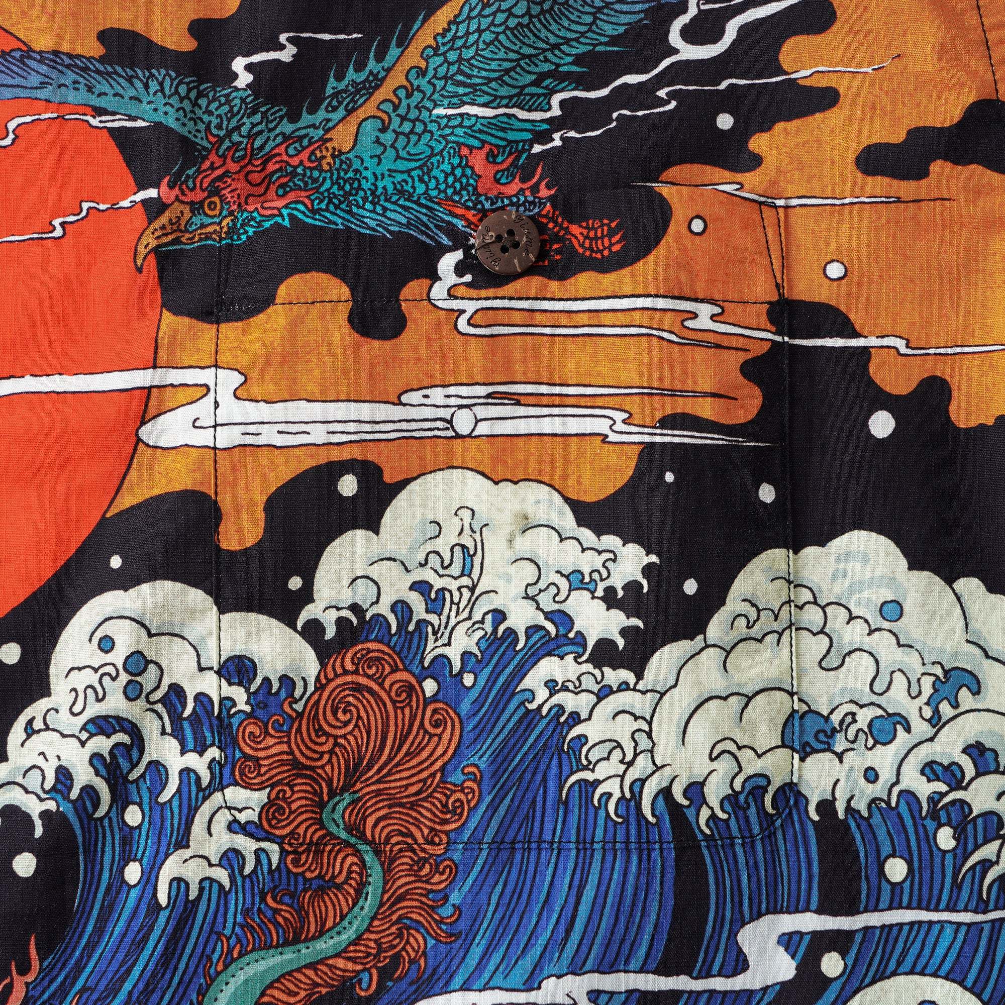 Japanese Ukiyo-e No. 5 By RLoN Hawaiian Shirt for Men Short Sleeve Camp Collar Shirt 100% Cotton Aloha