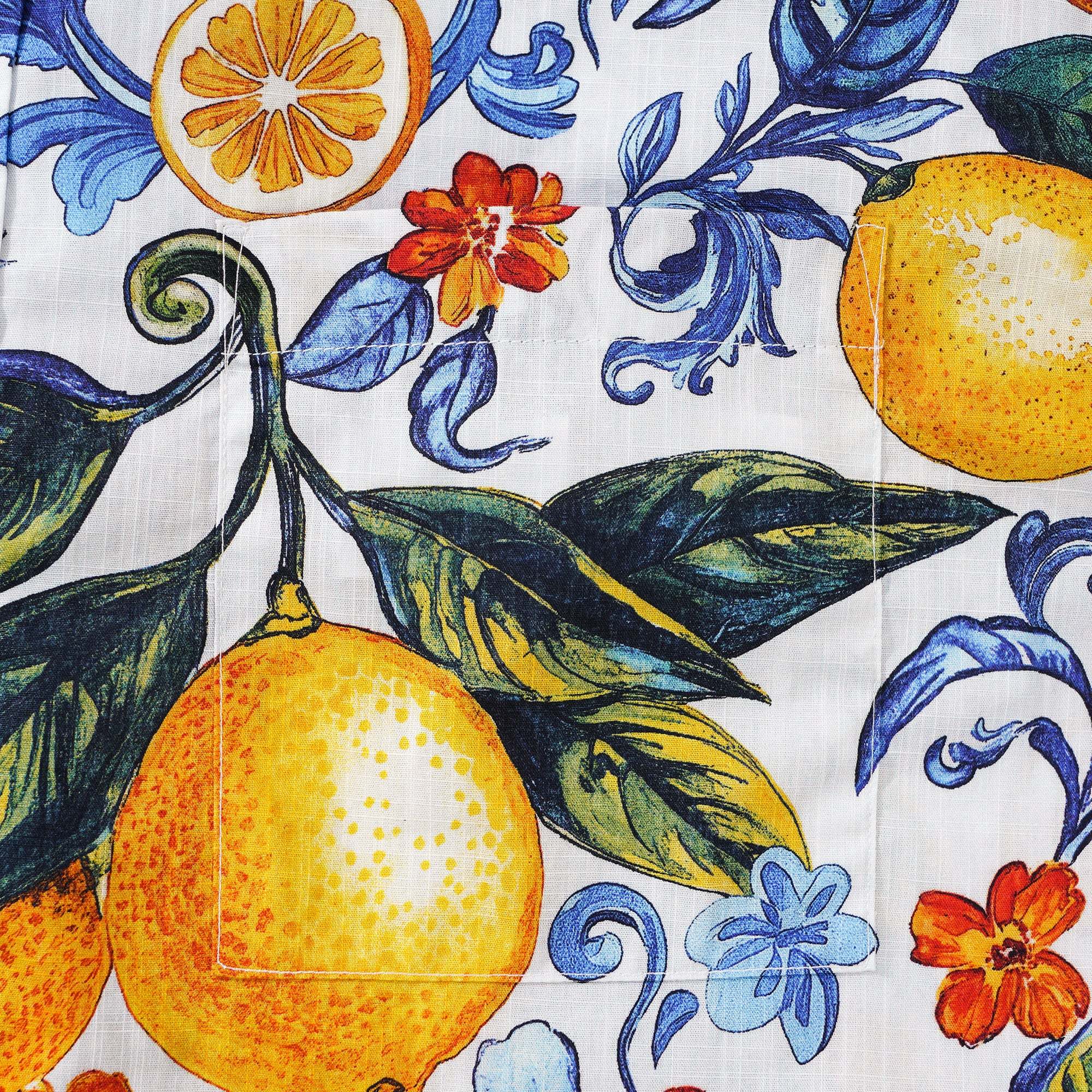 Men's Vintage Blue Hawaiian Shirt Sicily Lemon Shirt Short Sleeve Button-down Tropical Shirt By Mo