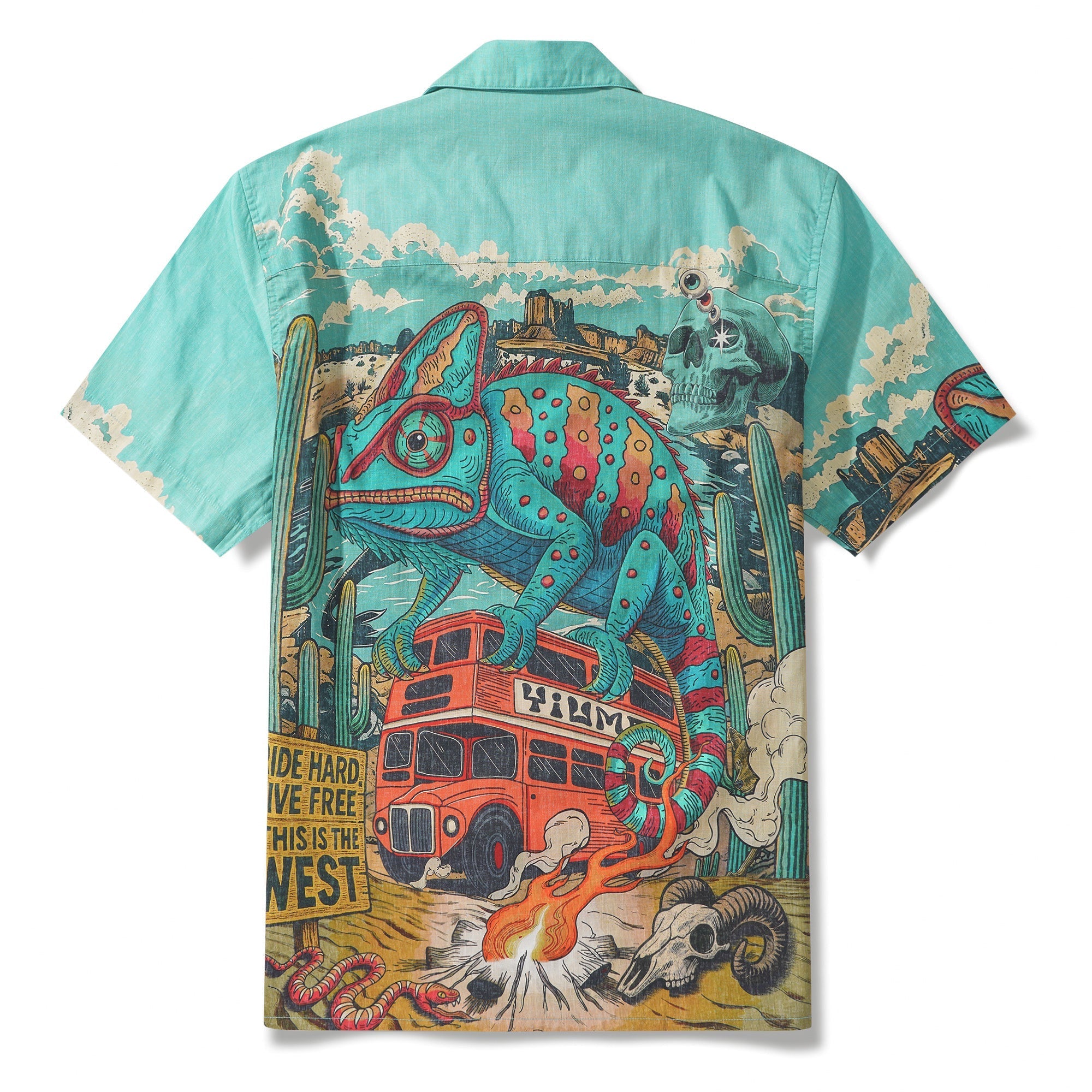 Chemise cubaine pour homme Yiume à manches courtes en coton 100 % chemise hawaïenne verte par Mo