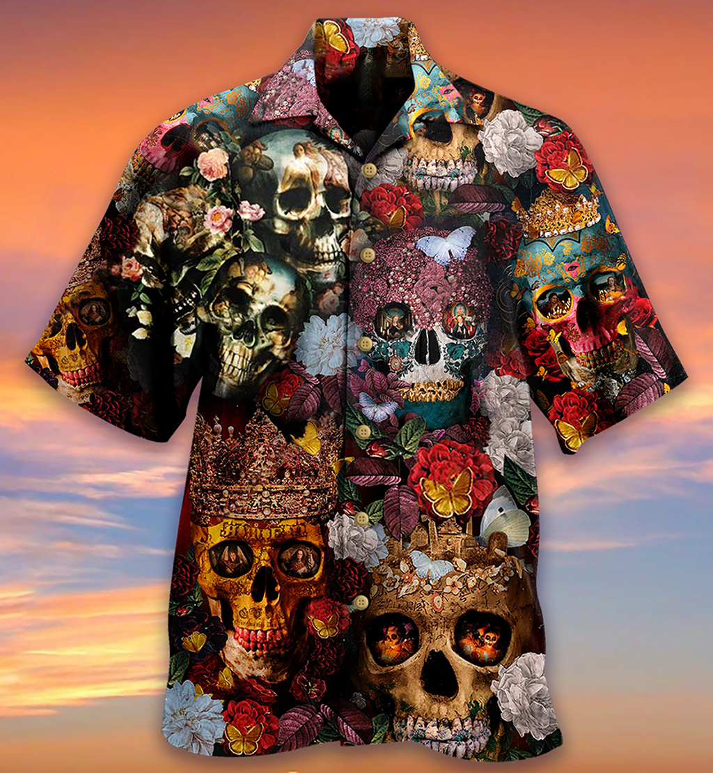 Skull Queen Love Flowers - Hawaiian Shirt
