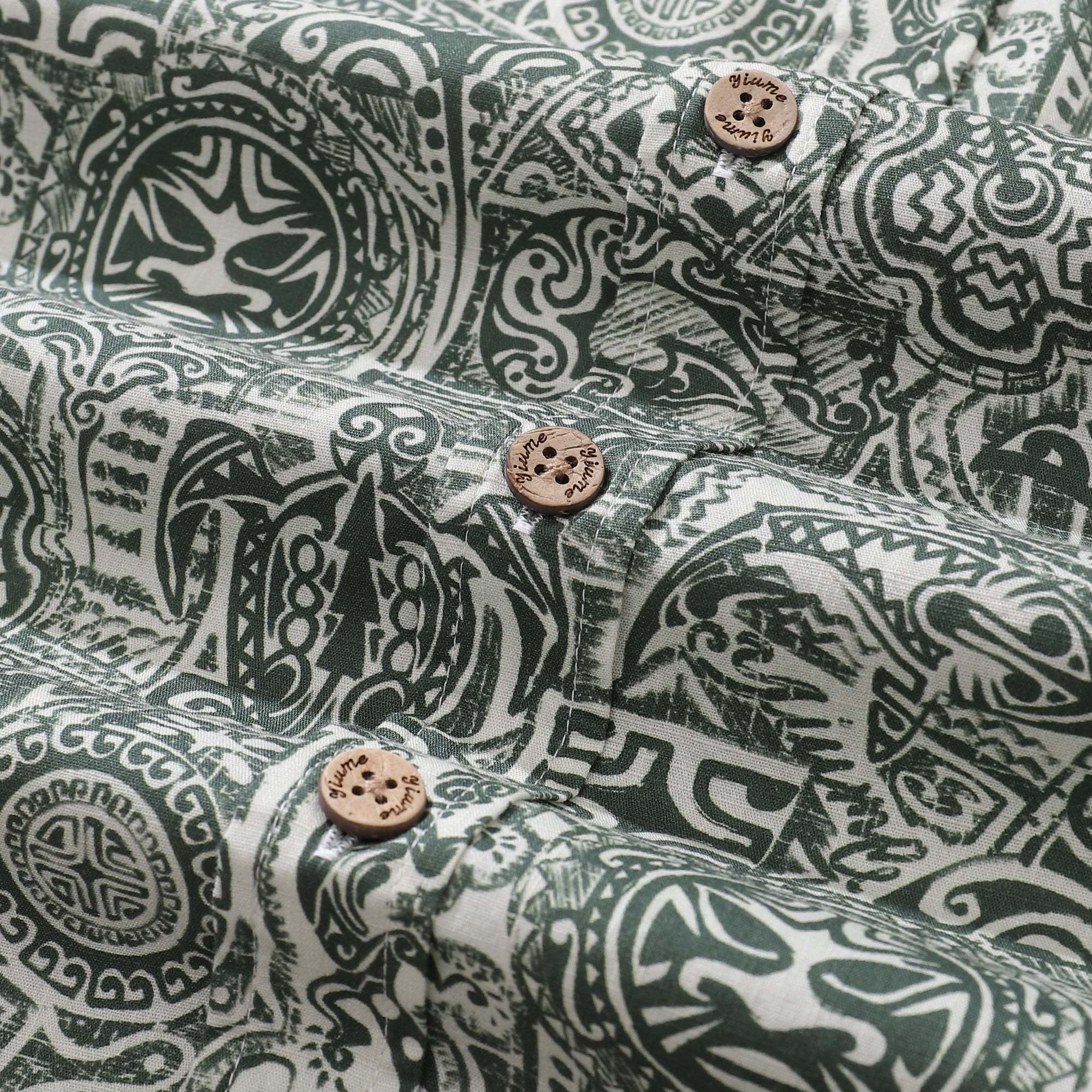 Tiki Shirt Men's Vintage Hawaiian Shirt Cotton Button-down Short Sleeve Aloha Shirt Guardian Totem By Sun