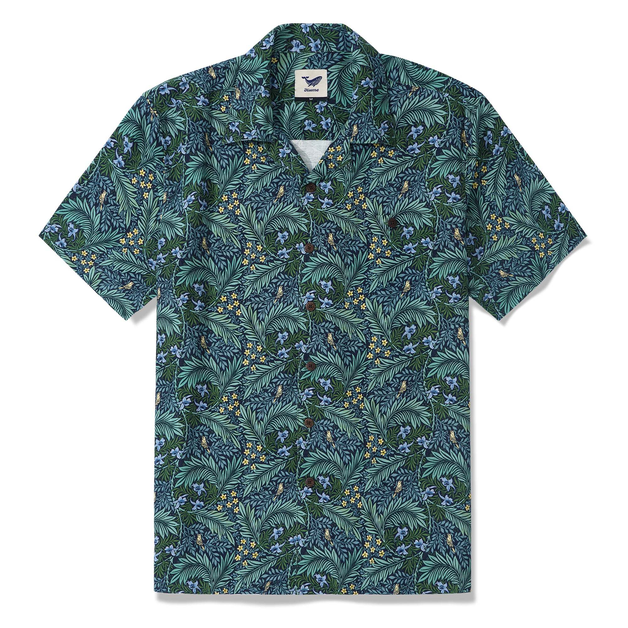 100% Silk Hawaiian Shirt For Men Foreat Mist Shirt Camp Collar By Sherry