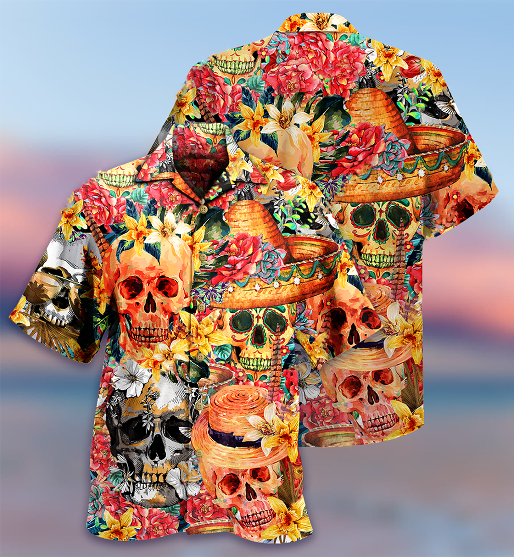 Skull Beautiful And Flowers - Hawaiian Shirt