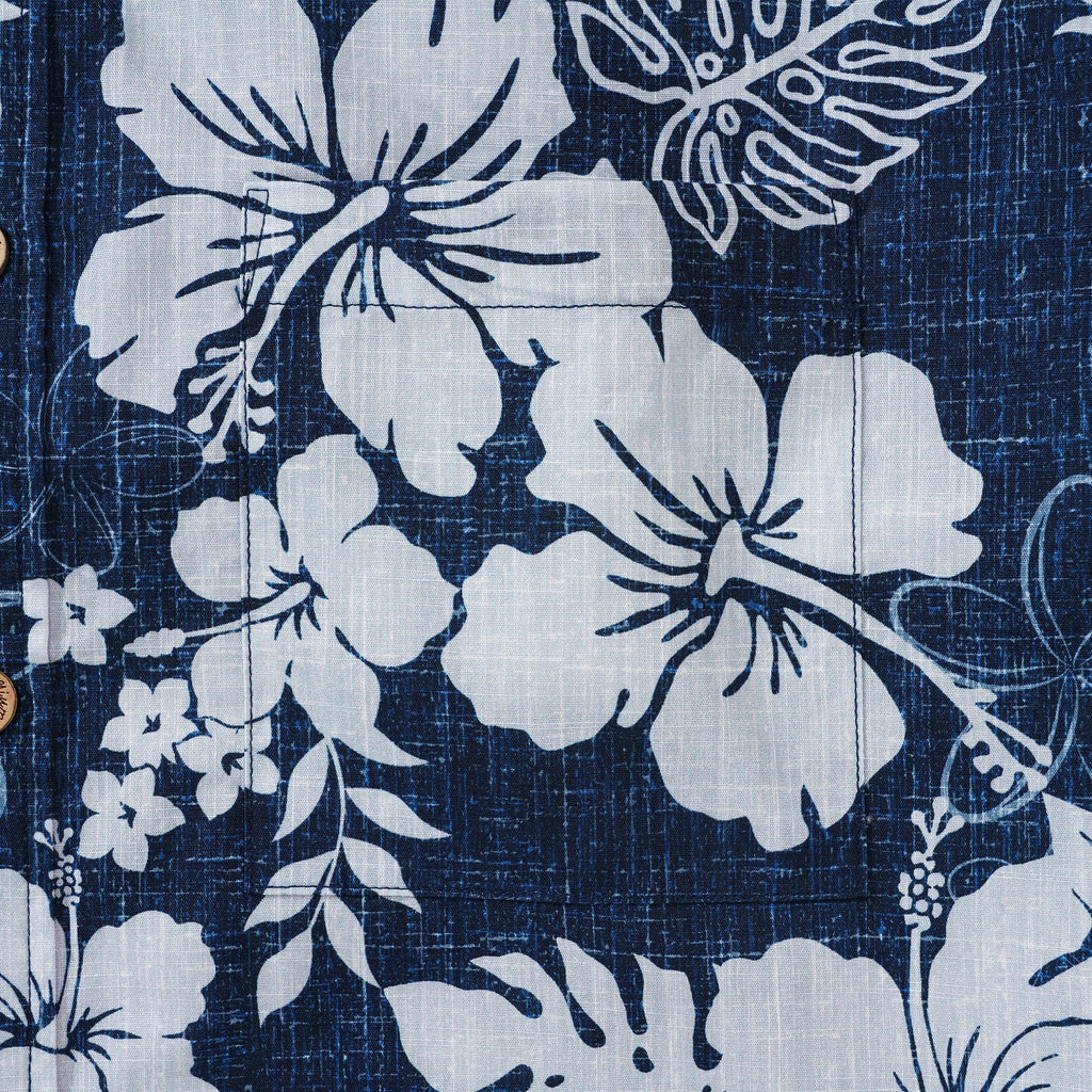 Floral Men's Hawaiian Shirt Short Sleeve Button-down 100% Cotton Blue Aloha Summer Whispers By Huan huan