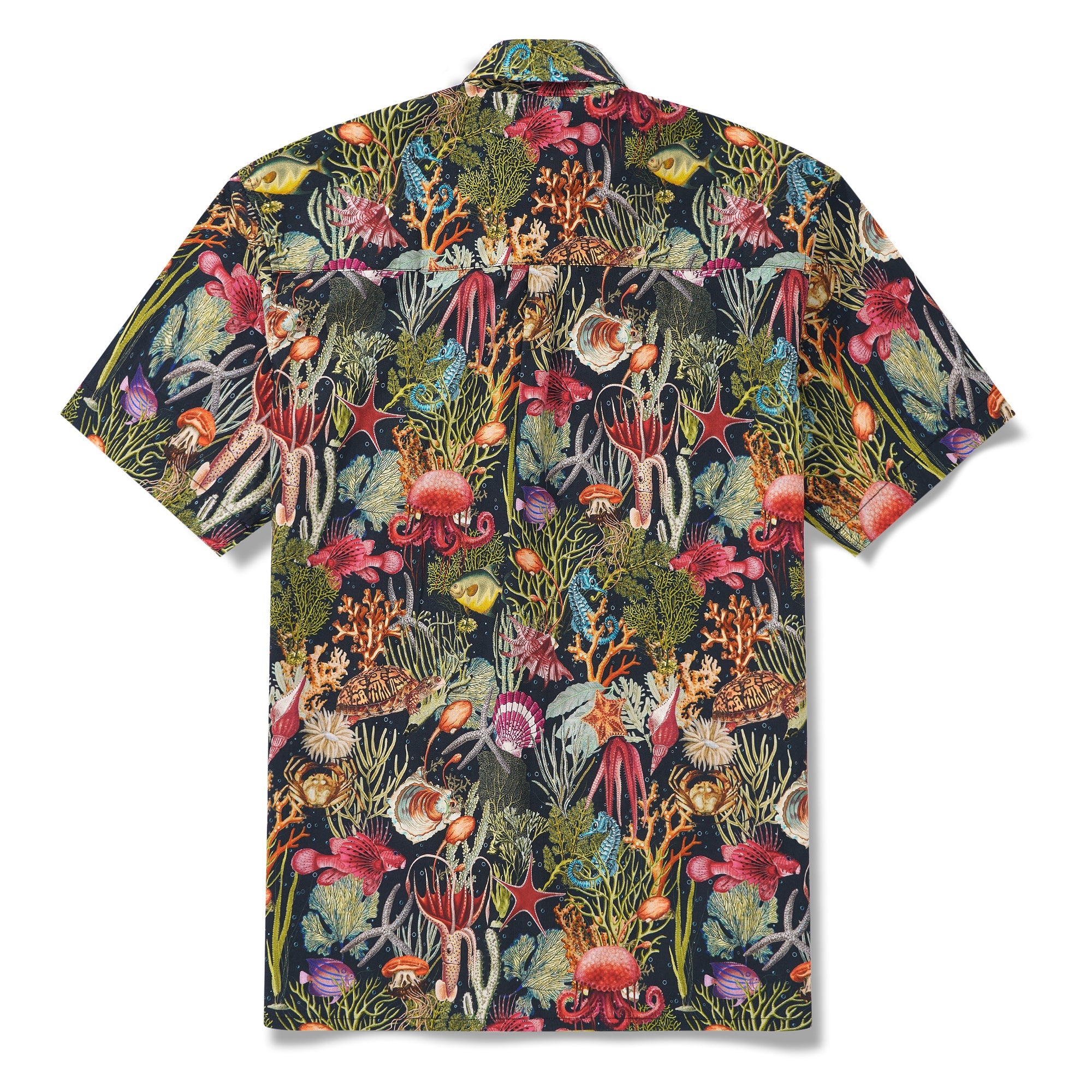 Men's Hawaiian Shirt Short Sleeve Button-down 100% Cotton Green Aloha Ocean Dreams By Cigar