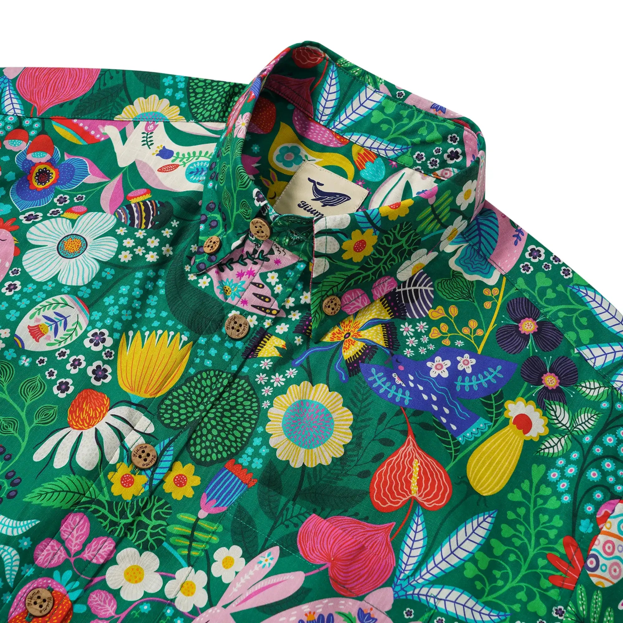 Easter Day Men's Rabbit Hawaiian Shirt Short Sleeve Button-down 100% Cotton Beige Aloha Countryside Easter Feast By Huan huan