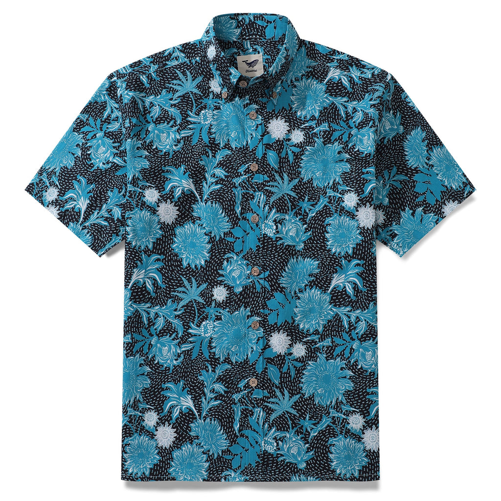 Hawaiian Shirt For Men Sunflower Sea Button-down Shirt Short Sleeve 100% Cotton Shirt By Sherry