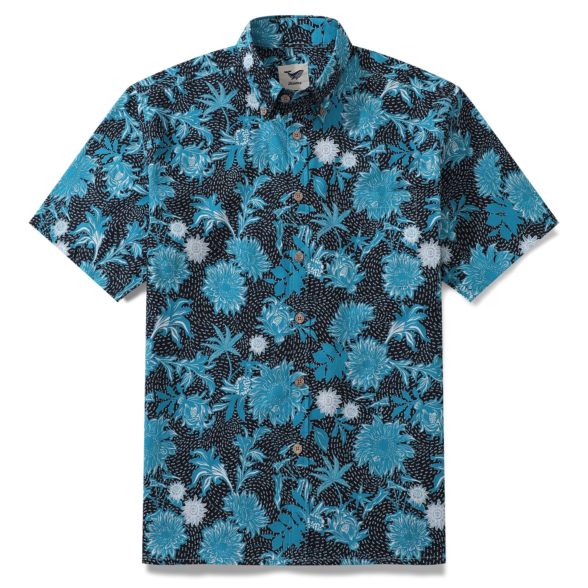 Hawaiian Shirt For Men Sunflower Sea Button-down Shirt Short Sleeve 100% Cotton Shirt By Sherry