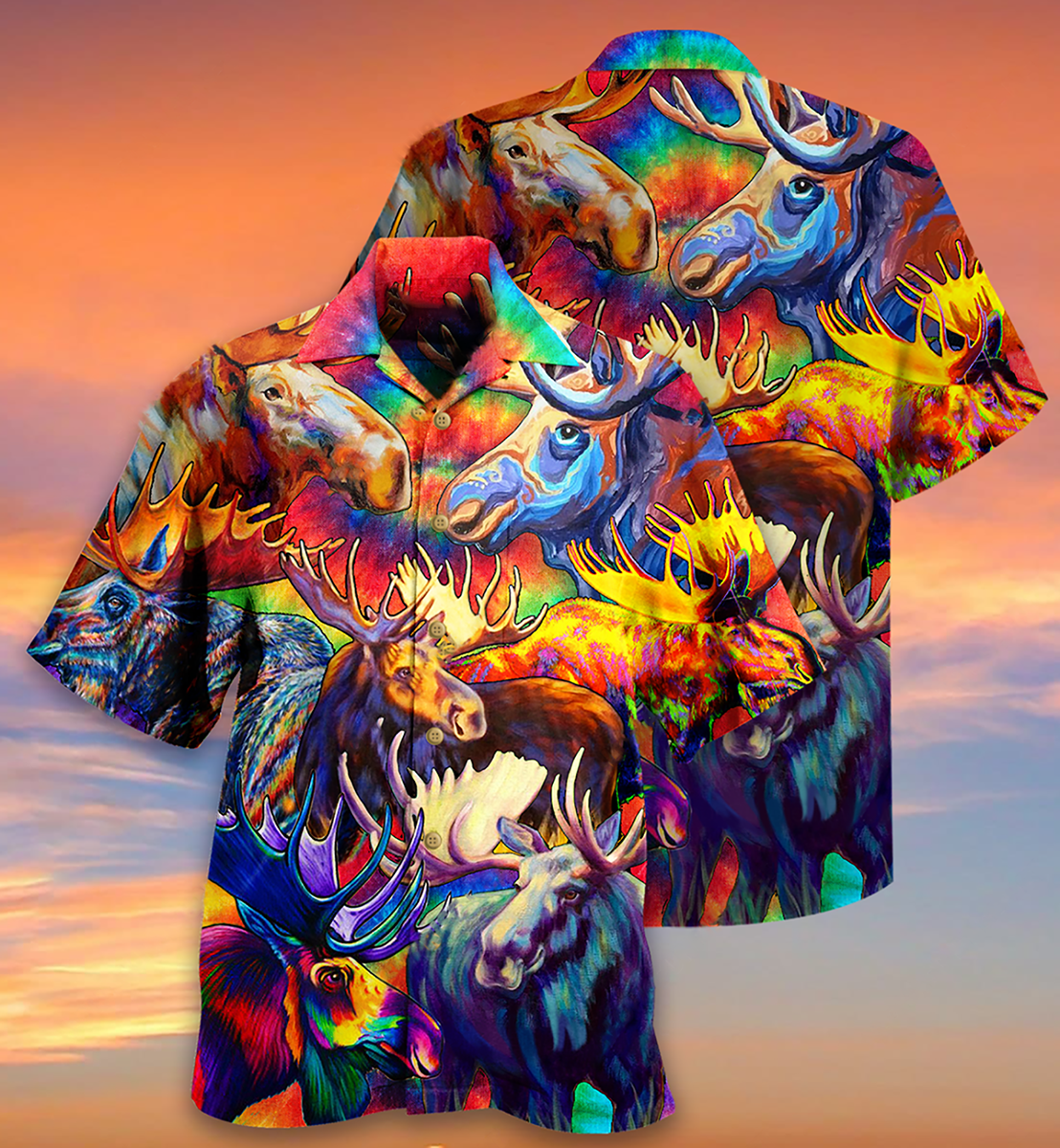 Moose Beautiful Painting Color Style - Hawaiian Shirt