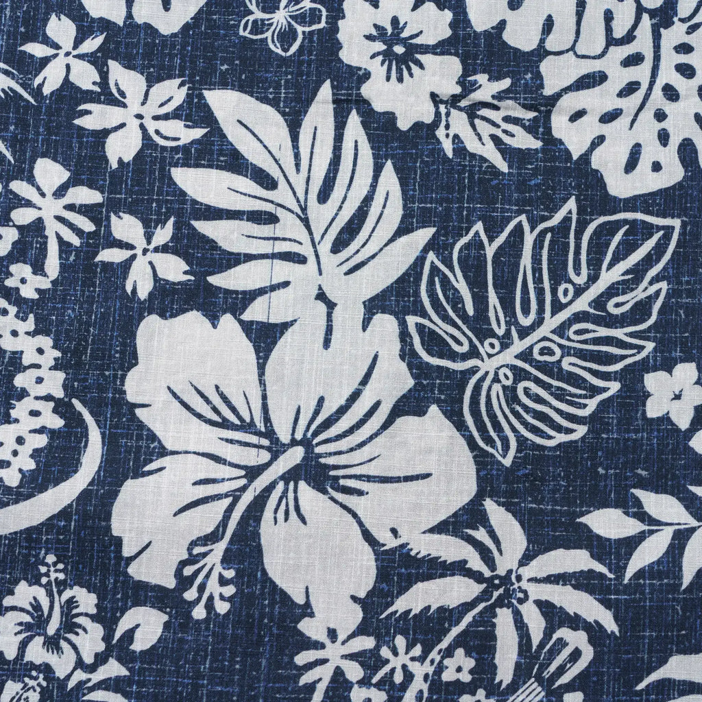 Men's Hawaiian Shirt Short Sleeve Button-down 100% Cotton Blue Aloha Island Ukulele By DUDU