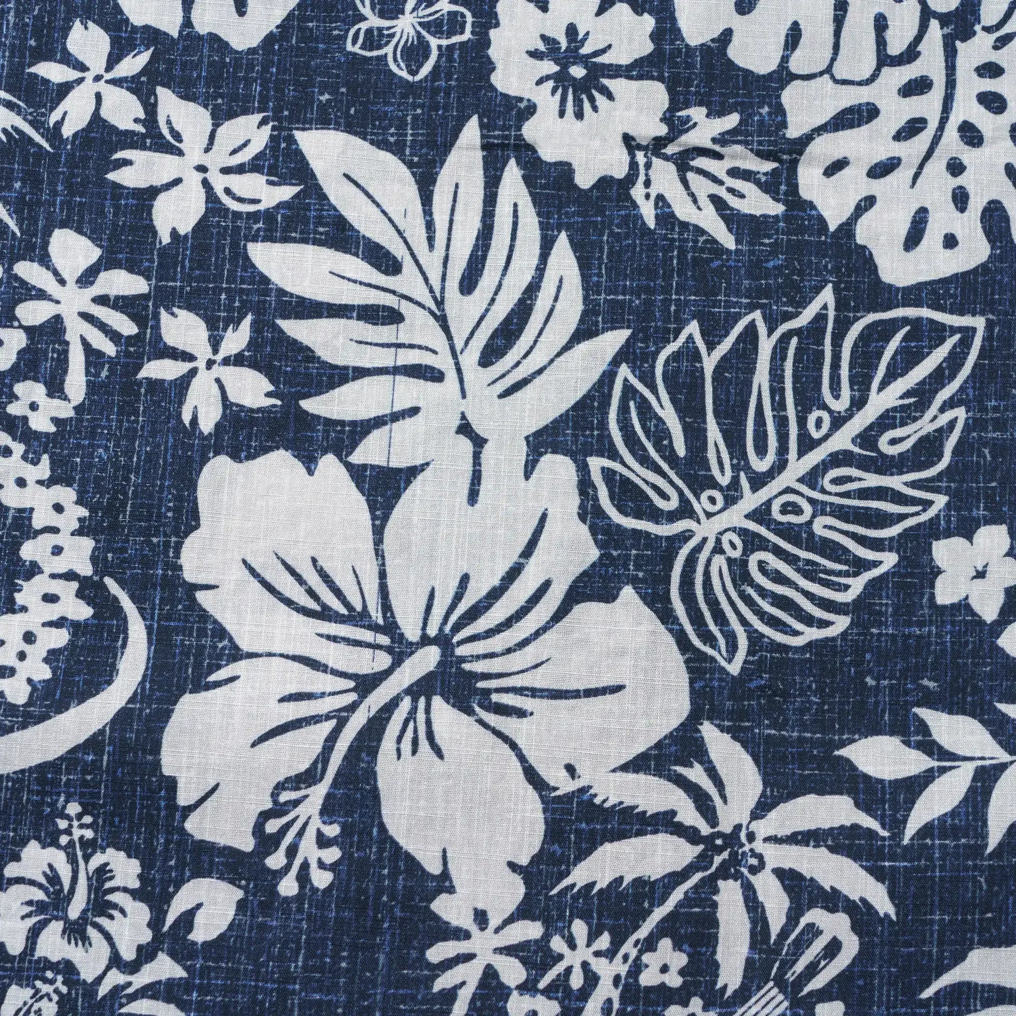 Men's Hawaiian Shirt Short Sleeve Button-down 100% Cotton Blue Aloha Island Ukulele By DUDU