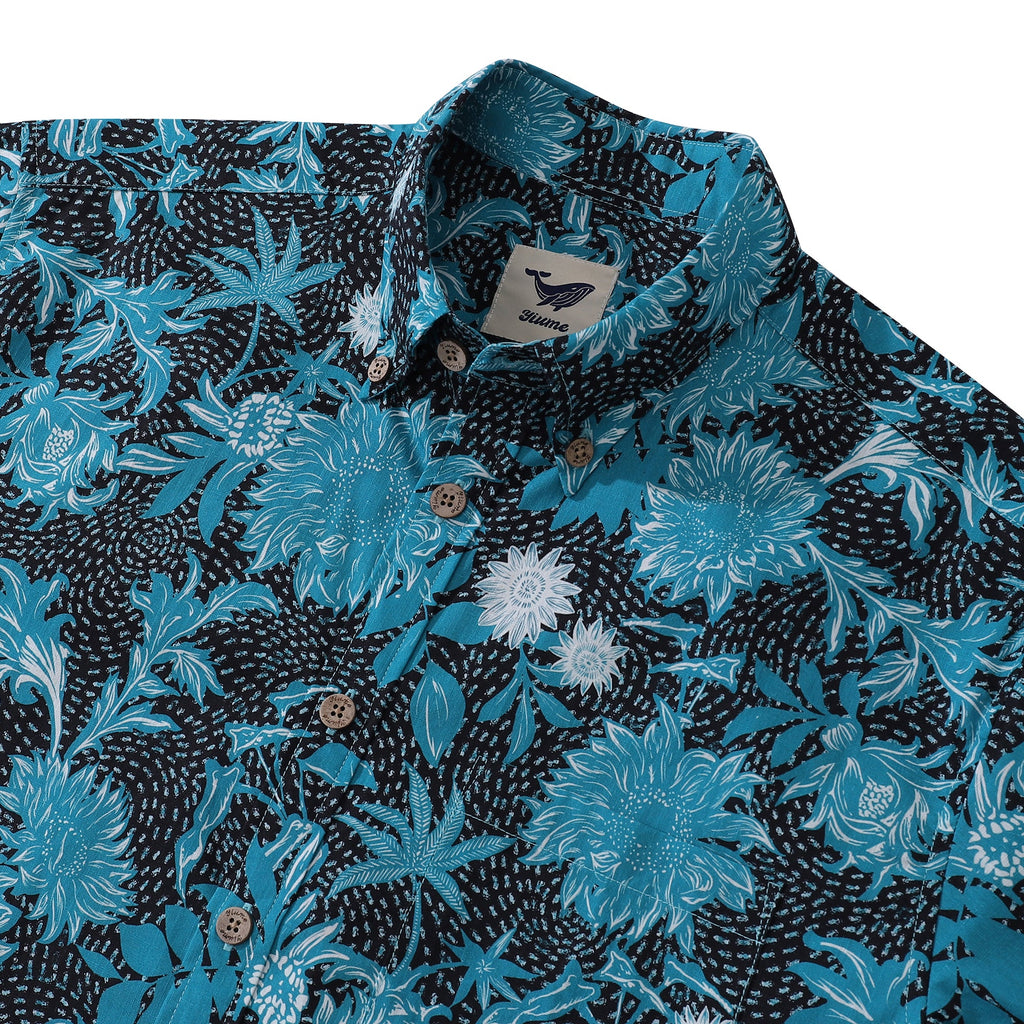 Hawaiian Shirt For Men Sunflower Sea Button-down Shirt Short Sleeve 100% Cotton Shirt By Sherry
