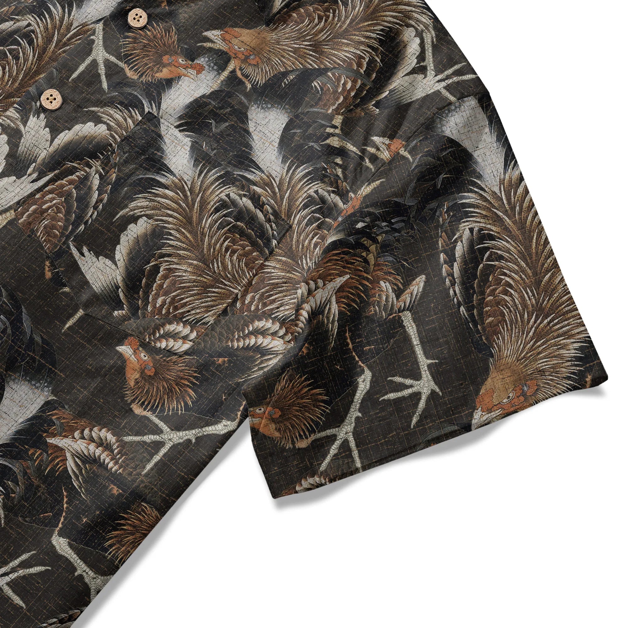 LeosWare® Men's Hawaiian Shirt Short Sleeve Button-up 100% Cotton Aloha Ancient-pattern Rooster Ode By Dudu