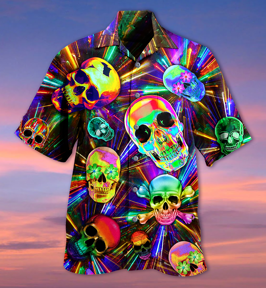 Skull Smile Happy And Fullcolor - Hawaiian Shirt