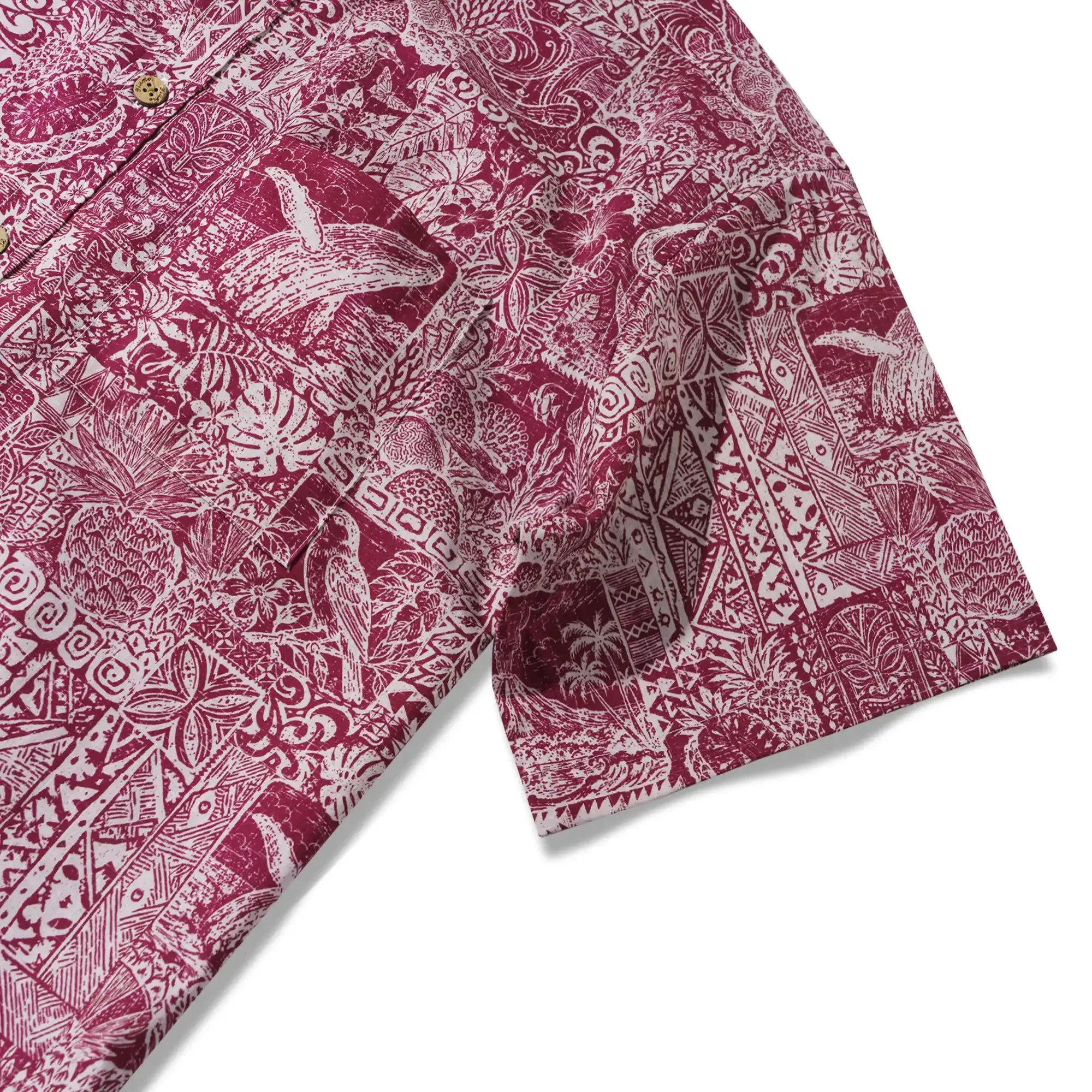 Men's Hawaiian Shirt Short Sleeve Button-down 100% Cotton Red Aloha Tiki  Isle Archive - Burgundy Red By Cigar