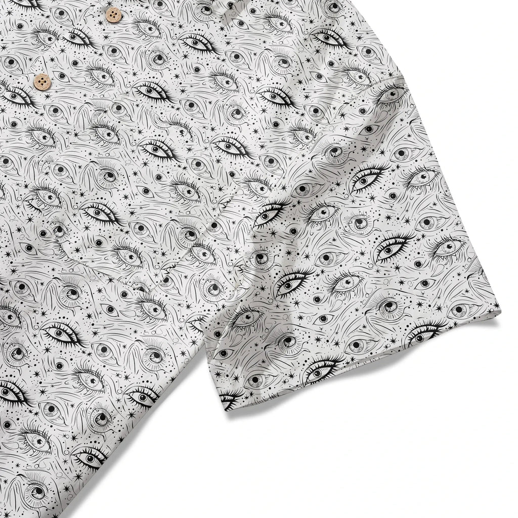 LeosWare® Chemise hawaïenne à manches courtes pour hommes 100 % coton blanche Aloha Starry Gaze Whispers par Ann