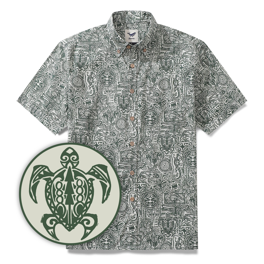 Tiki Shirt Men's Vintage Hawaiian Shirt Cotton Button-down Short Sleeve Aloha Shirt Guardian Totem By Sun
