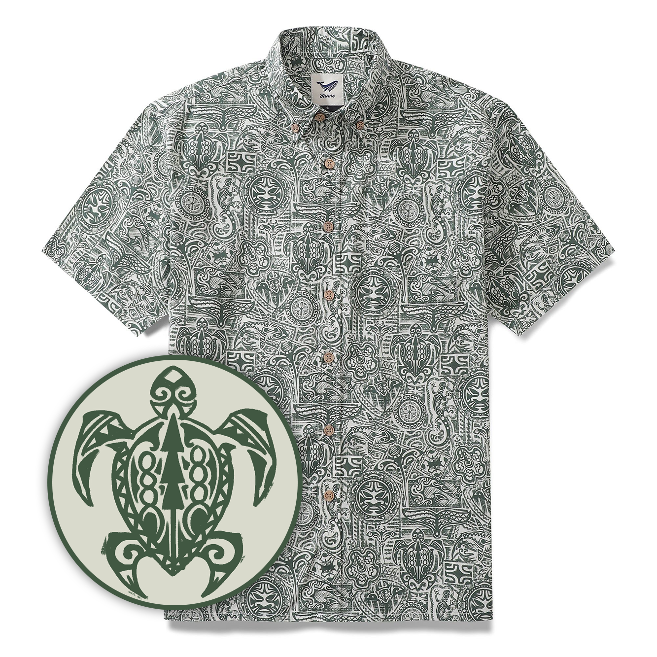 Tiki Shirt Men's Vintage Hawaiian Shirt Cotton Button-down Short Sleeve Aloha Shirt Guardian Totem By Sun