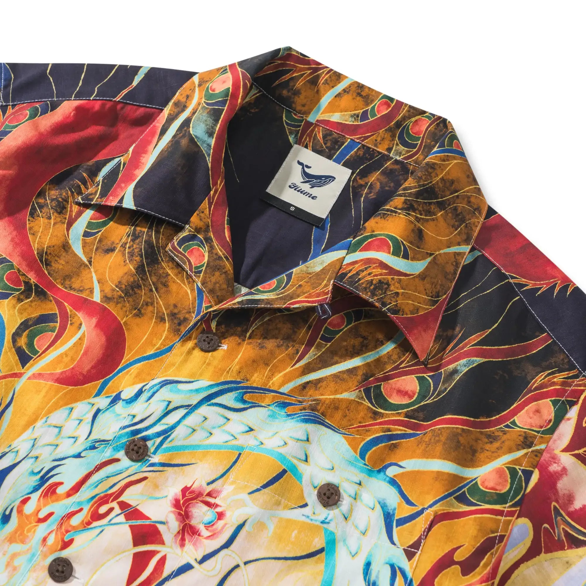 Men's Hawaiian Shirt Short Sleeve Camp Collar 100% Cotton Blue Aloha Nezha Conquers the Dragon King Eastern Legend By Huan huan