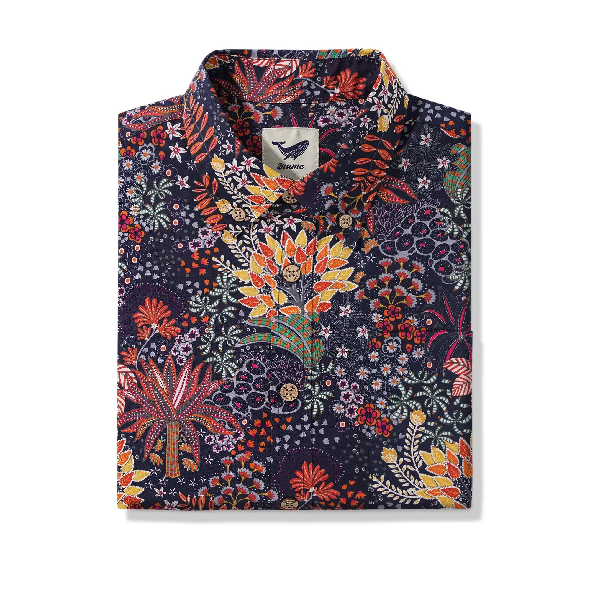 1950s Tropical Hawaiian Shirt For Men Print Short Sleeve 100% Cotton Red Shirt Aloha Quirky Plants By Sylvia