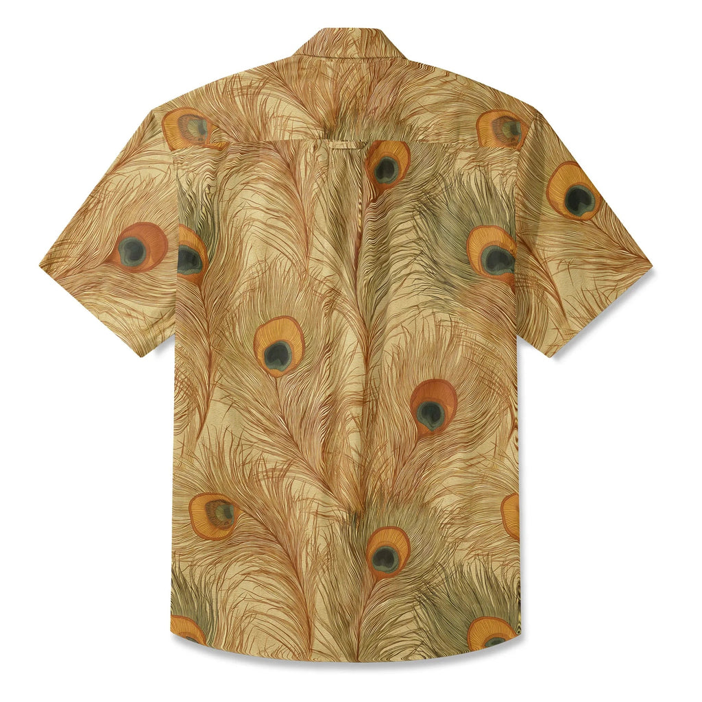 LeosWare® Chemise Hawaïenne pour Homme à Manches Courtes Boutonnée 100 % Coton Jaune Aloha Ocre Or Plume de Pinson par Ann