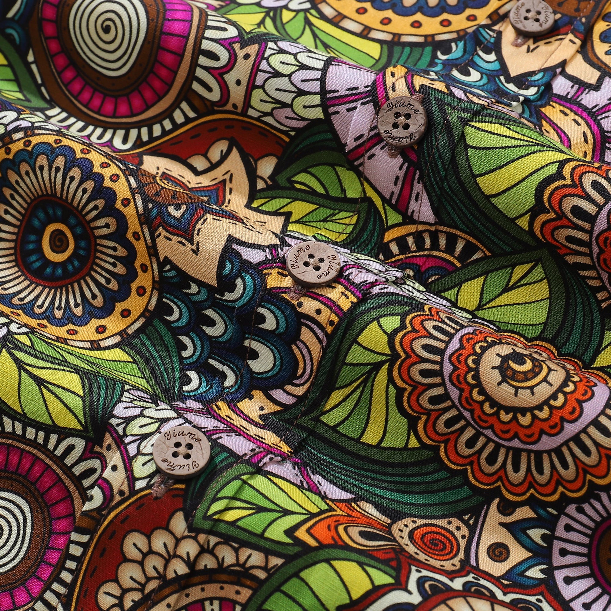 Mandala Hawaiian Shirt For Men Bohemian Florals Print Shirt Button-down Short Sleeve 100% Cotton Shirt By Cigar