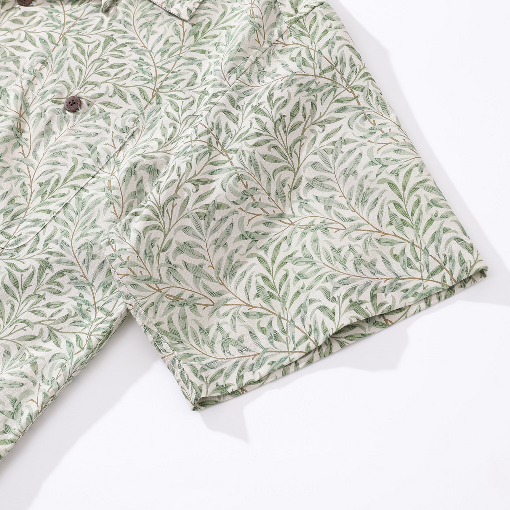 Hawaiian Shirt For Men 1920s Vintage Willow Shirt Camp Collar 100% Cotton By Amy