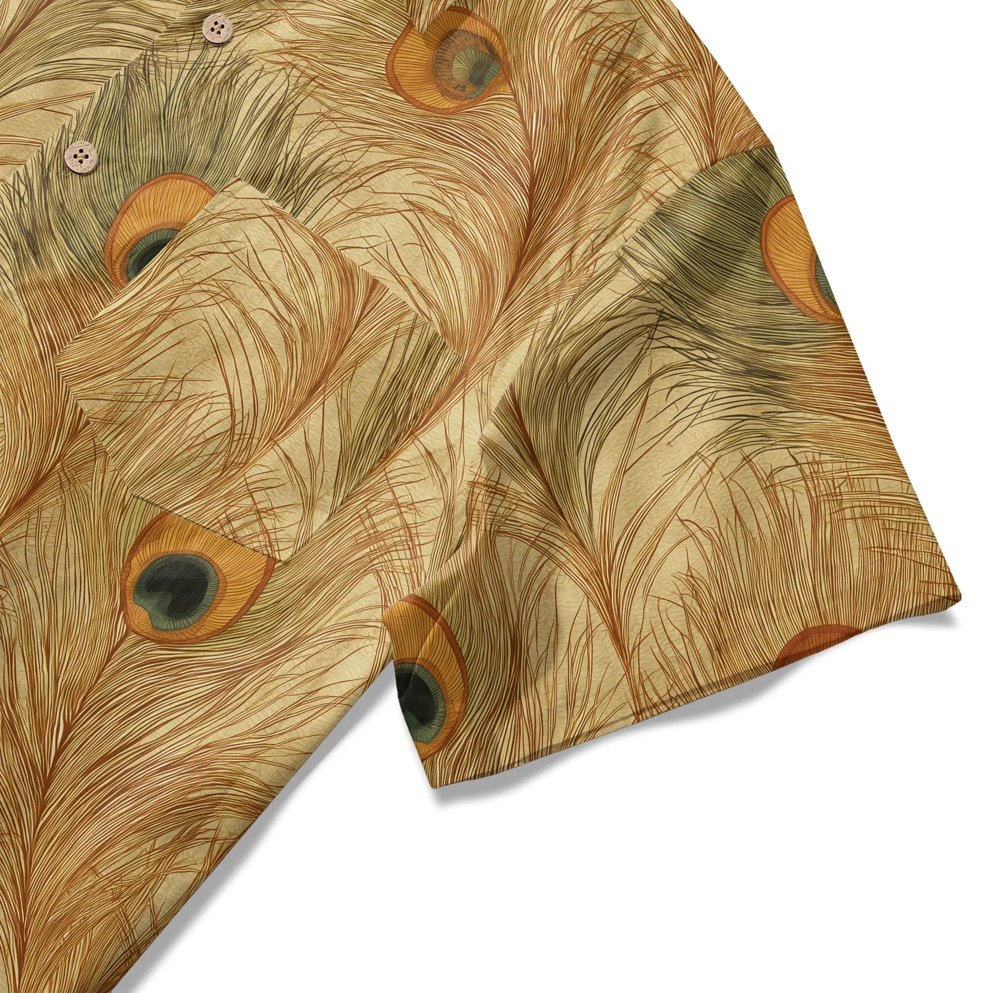 LeosWare® Chemise Hawaïenne pour Homme à Manches Courtes Boutonnée 100 % Coton Jaune Aloha Ocre Or Plume de Pinson par Ann
