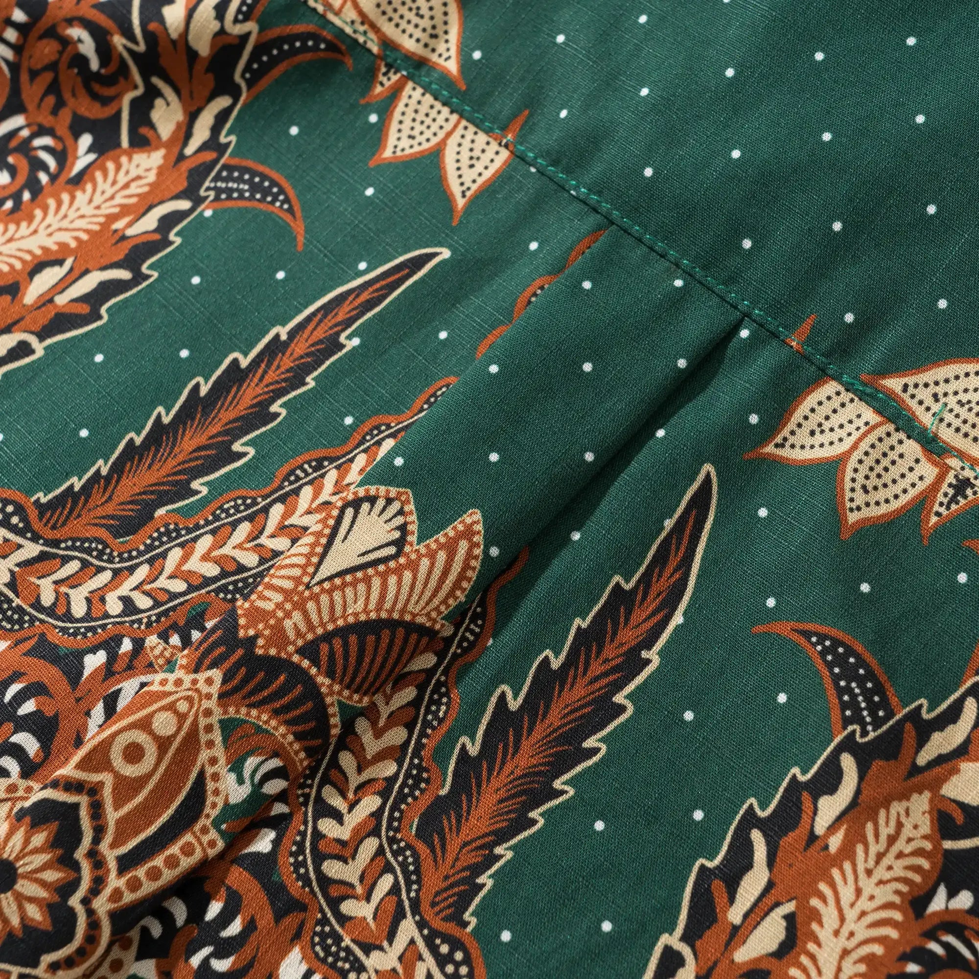 Indian Style Men's Hawaiian Shirt Short Sleeve Button-down 100% Cotton Green Aloha Phoenix Rebirth By Yana