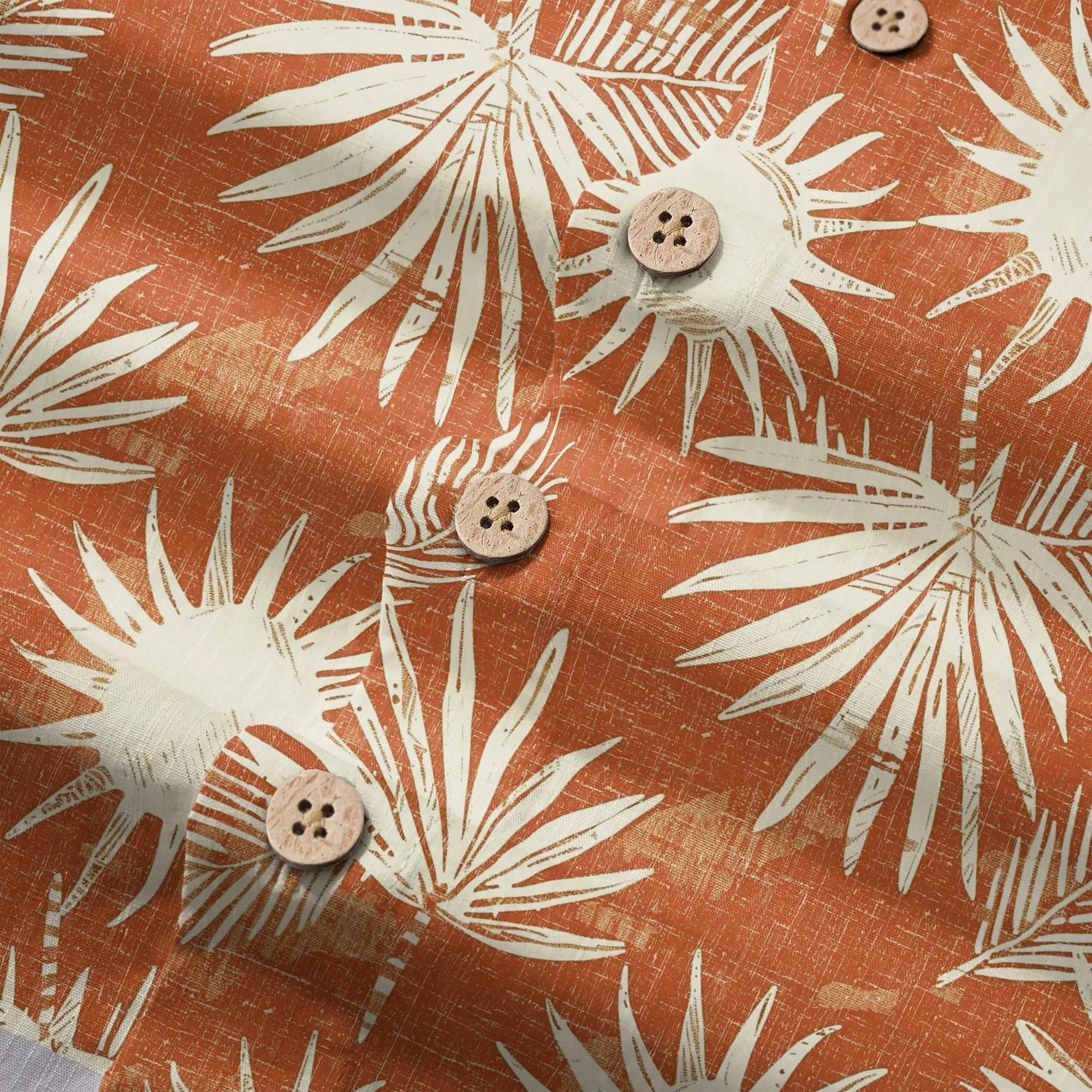 LeosWare® Men's Hawaiian Shirt Short Sleeve Button-up 100% Cotton Orange Aloha Orange Brown Coconut Shadow By Ann