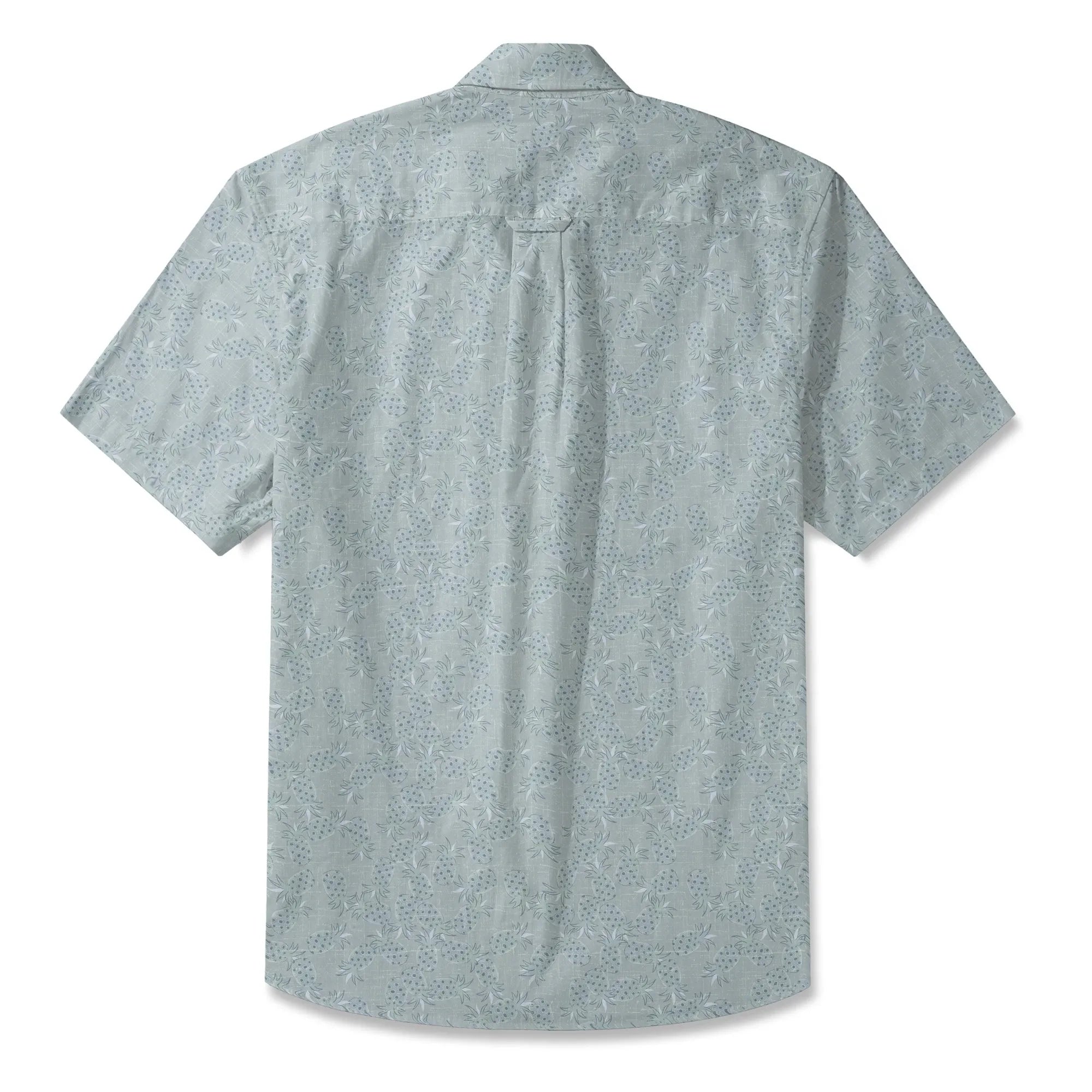 LeosWare® Men's Hawaiian Shirt Short Sleeve Button-up 100% Cotton Gray Aloha Vintage Pineapple Mist Shadow By Huan huan