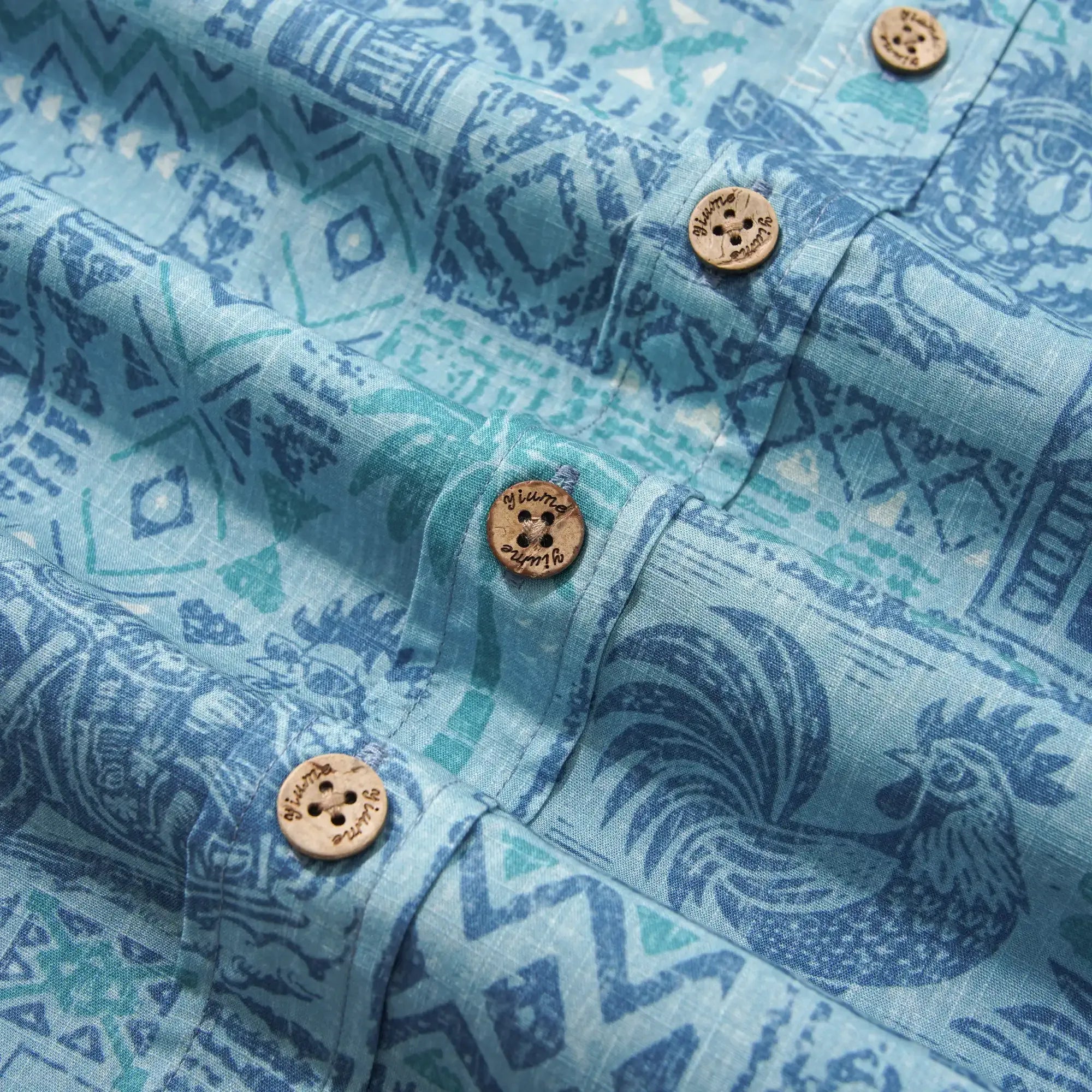 Men's Hawaiian Shirt Short Sleeve Button-down 100% Cotton Blue Rooster Aloha The Bone Voyage By Cigar