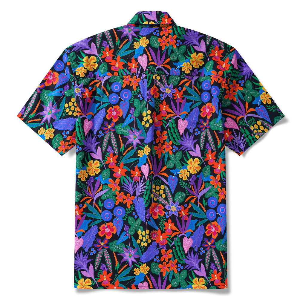 Yiume Men's Colorful Hawaiian Shirt Tropical Floral Shirt 100% Cotton Button-down Flower Shirt By Rachel Parker